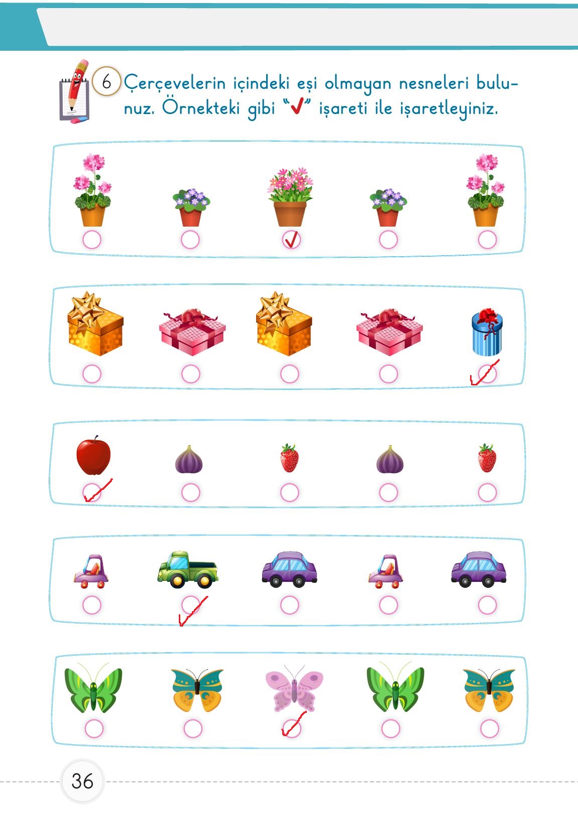 1. Sınıf Meb Yayınları Matematik Ders Kitabı 1. Kitap Sayfa 36 Cevapları