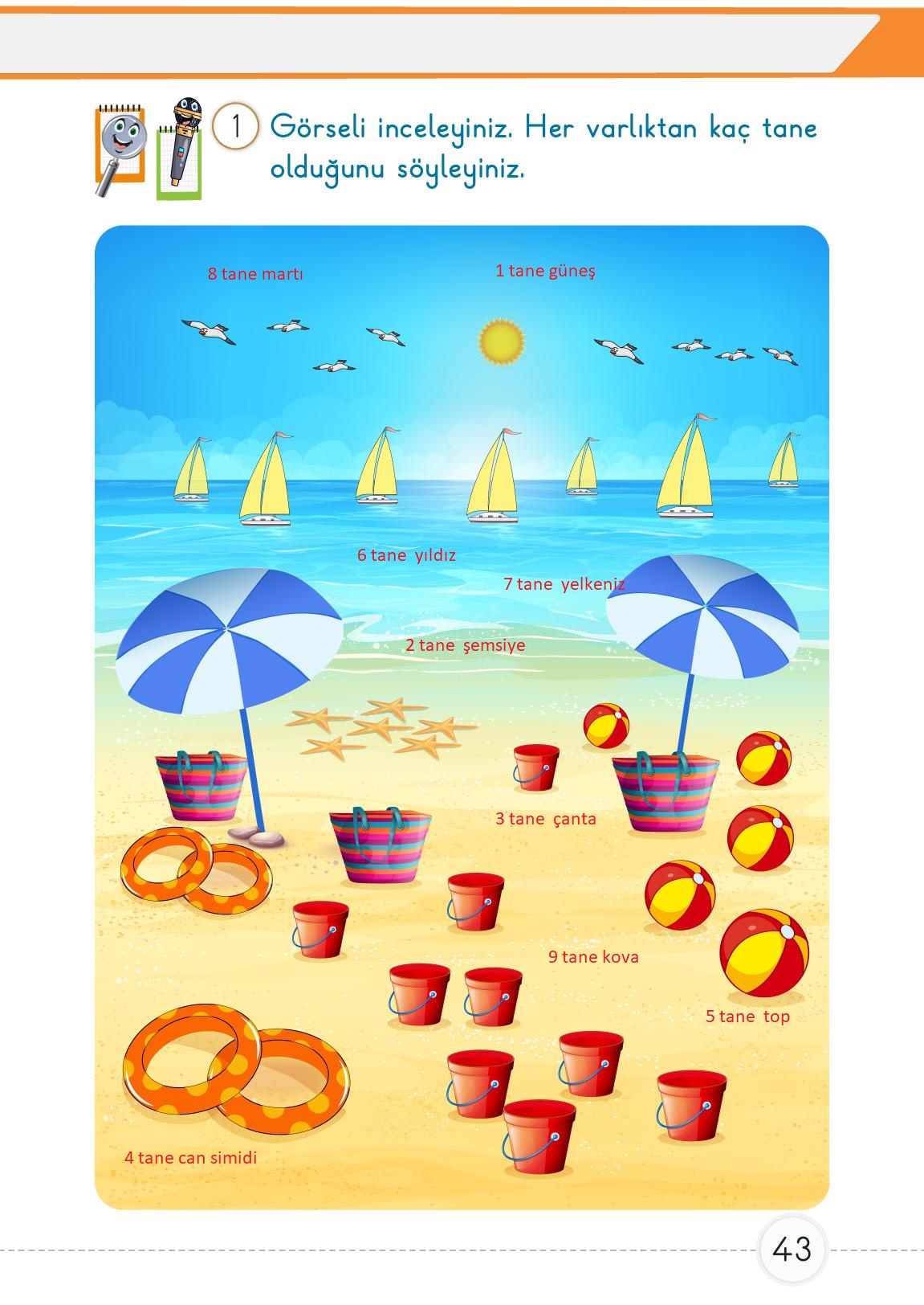 1. Sınıf Meb Yayınları Matematik Ders Kitabı 1. Kitap Sayfa 43 Cevapları