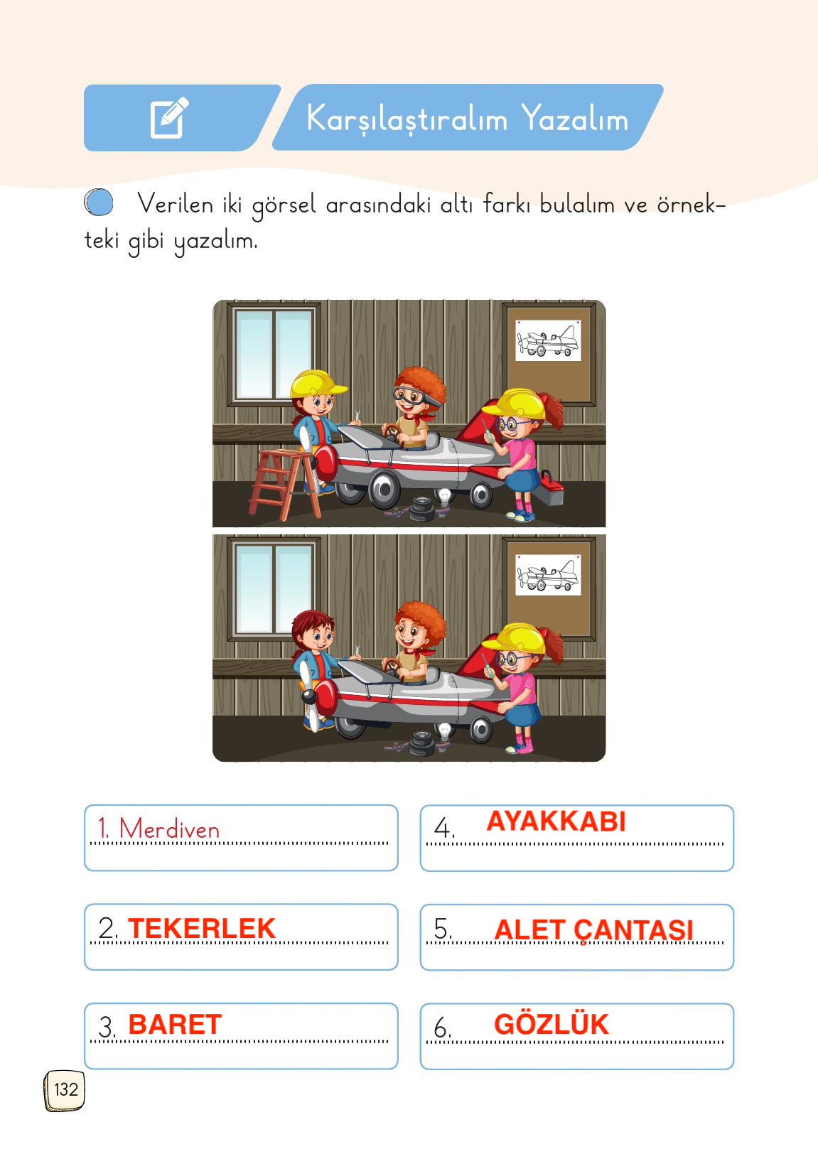 1. Sınıf Meb Yayınları Türkçe Ders Kitabı 1. Kitap Sayfa 132 Cevapları