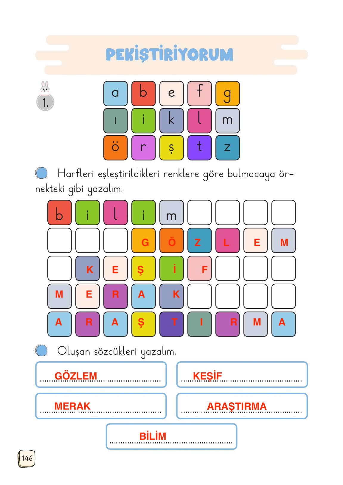 1. Sınıf Meb Yayınları Türkçe Ders Kitabı 1. Kitap Sayfa 146 Cevapları