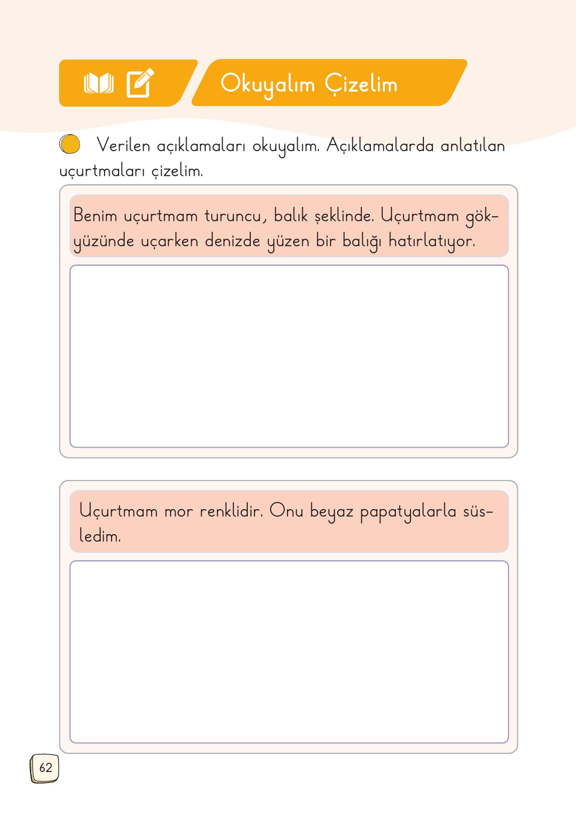 1. Sınıf Meb Yayınları Türkçe Ders Kitabı 1. Kitap Sayfa 62 Cevapları