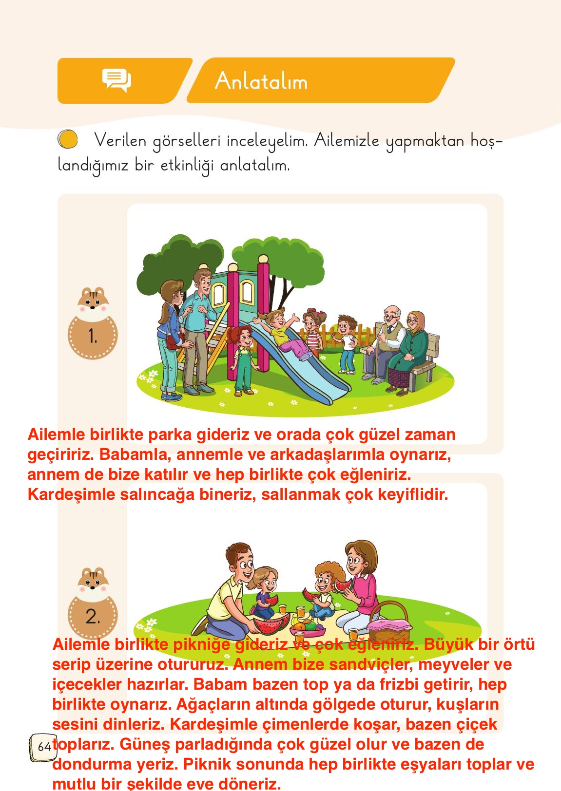 1. Sınıf Meb Yayınları Türkçe Ders Kitabı 1. Kitap Sayfa 64 Cevapları