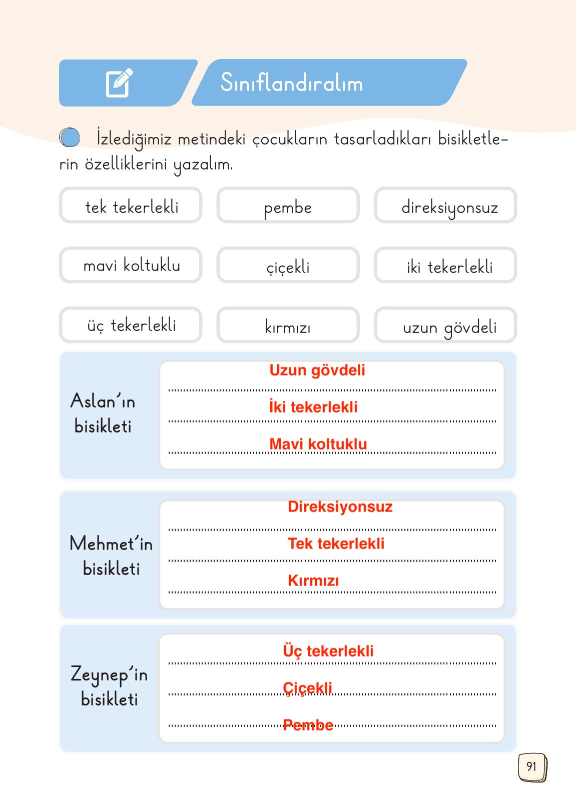 1. Sınıf Meb Yayınları Türkçe Ders Kitabı 1. Kitap Sayfa 91 Cevapları 1. Sınıf Meb Yayınları Türkçe Ders Kitabı 1. Kitap Sayfa 91 Cevapları