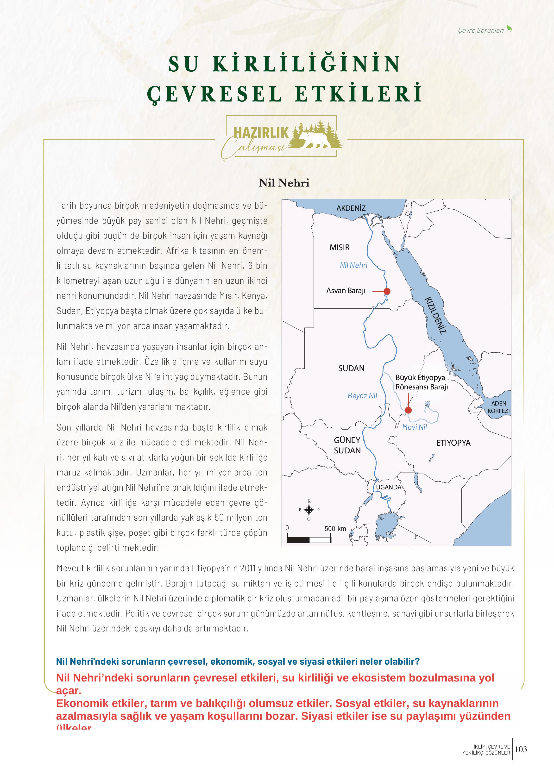10-11-12. Sınıf Meb Yayınları İklim Çevre Ve Yenilikçi Çözümler Ders Kitabı Sayfa 103 Cevapları