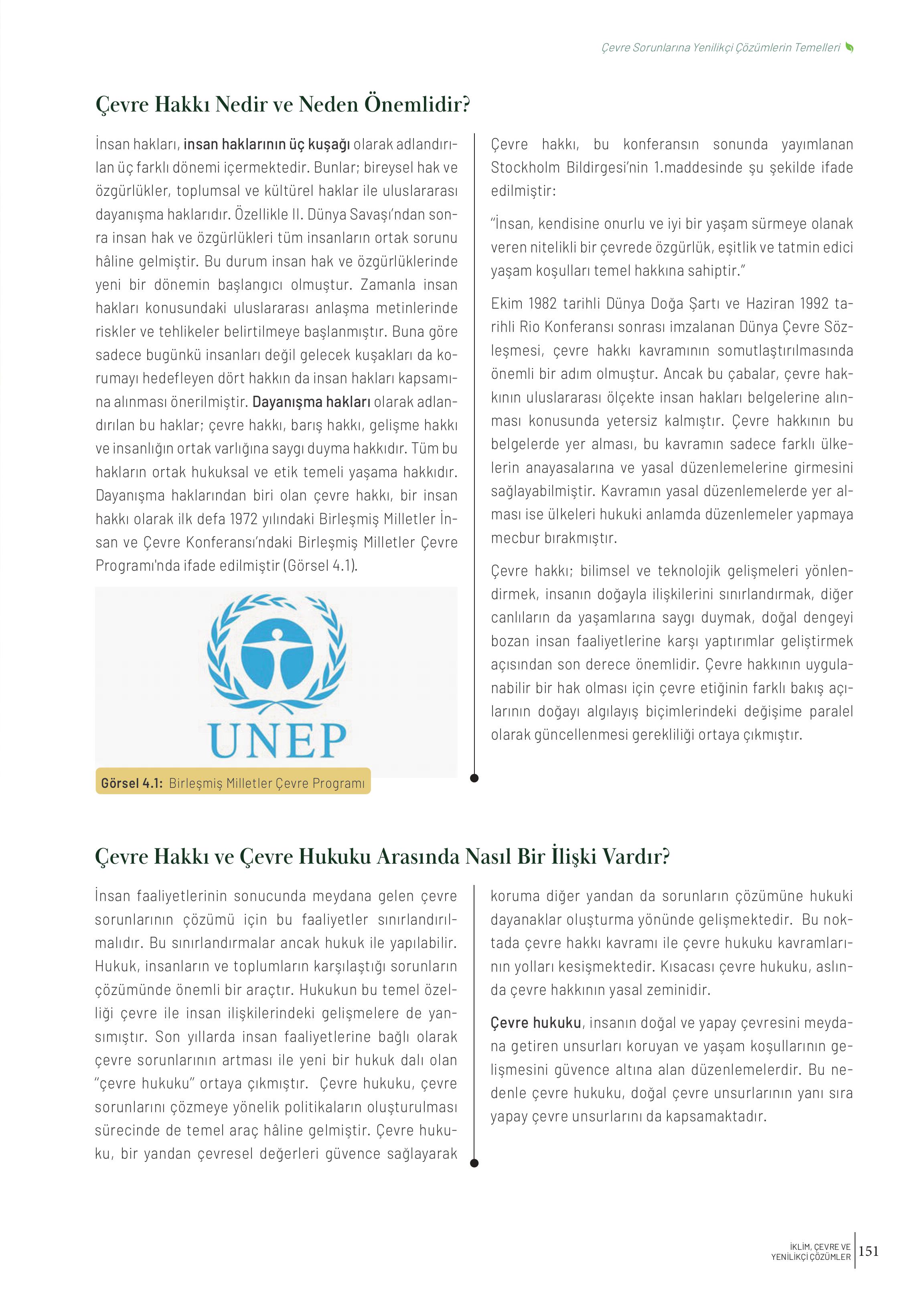 10-11-12. Sınıf Meb Yayınları İklim Çevre Ve Yenilikçi Çözümler Ders Kitabı Sayfa 151 Cevapları