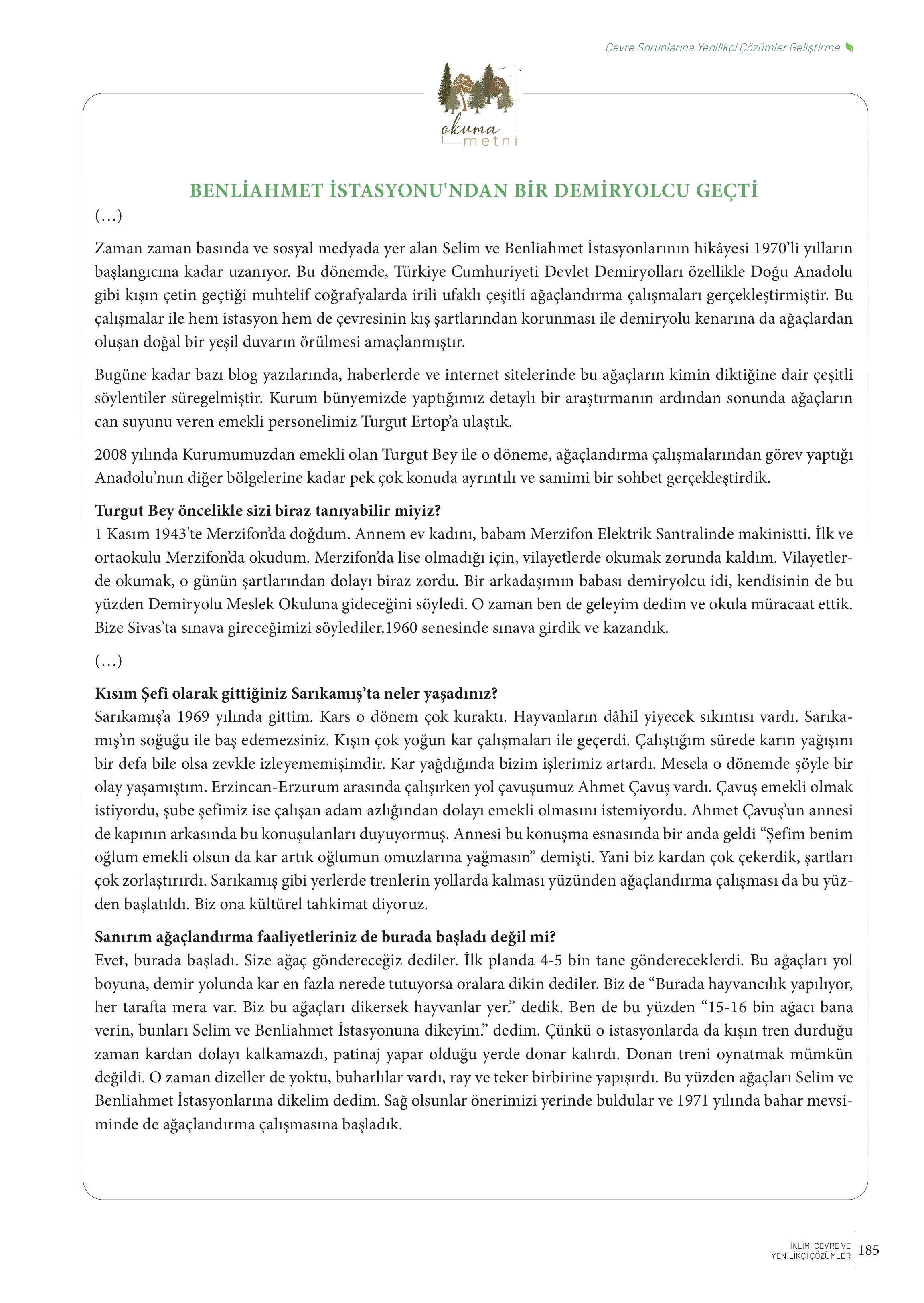 10-11-12. Sınıf Meb Yayınları İklim Çevre Ve Yenilikçi Çözümler Ders Kitabı Sayfa 185 Cevapları