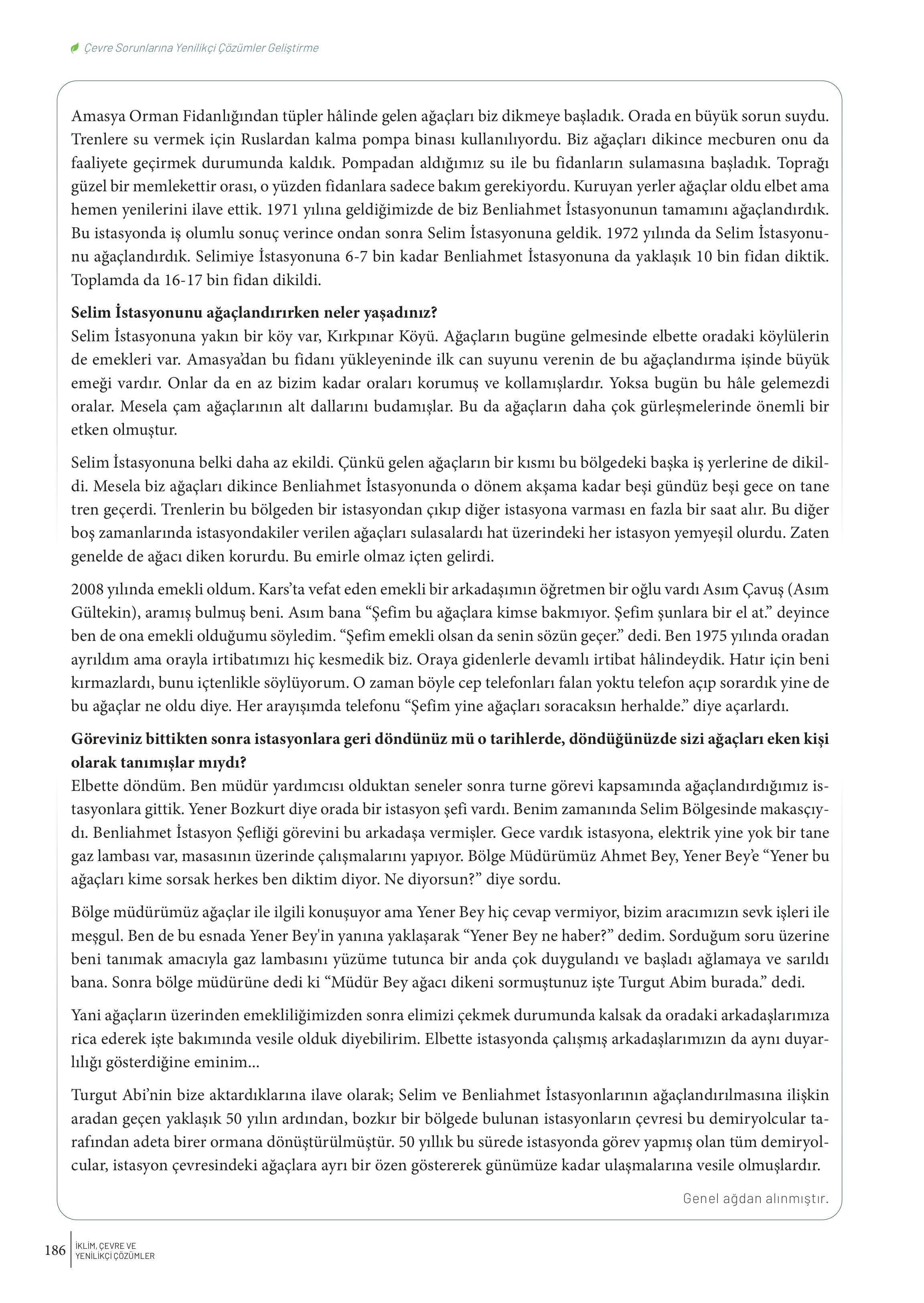 10-11-12. Sınıf Meb Yayınları İklim Çevre Ve Yenilikçi Çözümler Ders Kitabı Sayfa 186 Cevapları