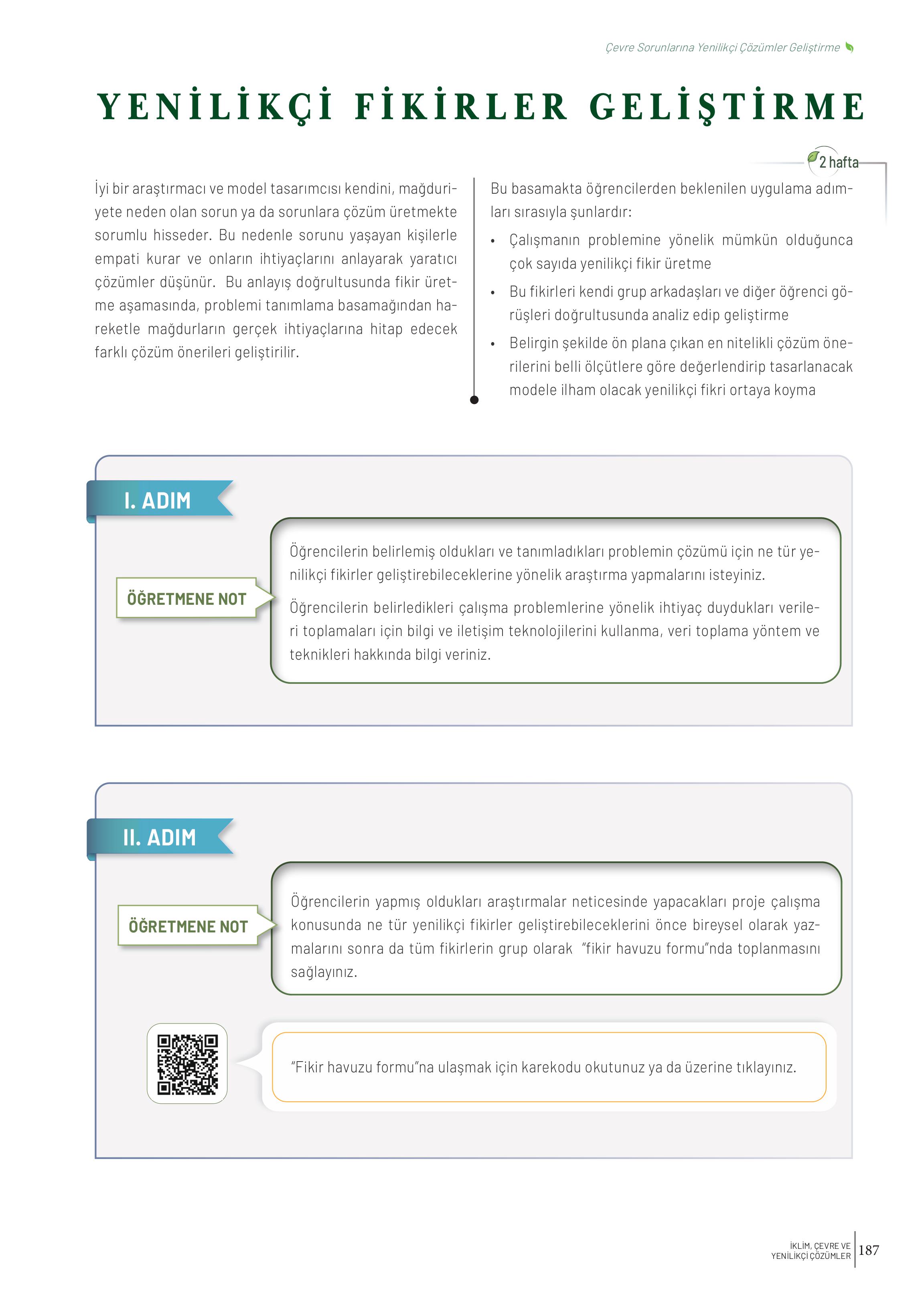 10-11-12. Sınıf Meb Yayınları İklim Çevre Ve Yenilikçi Çözümler Ders Kitabı Sayfa 187 Cevapları