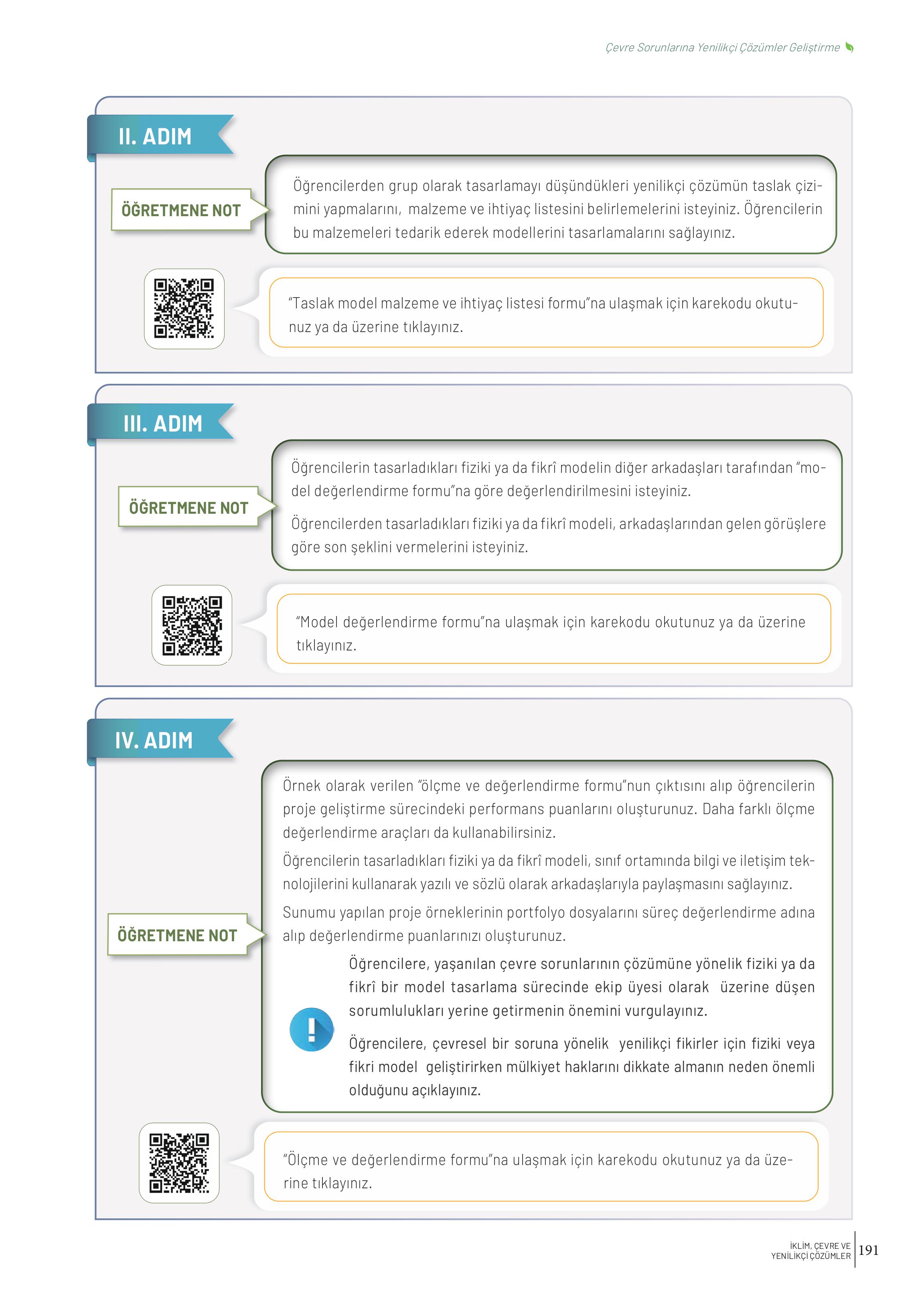 10-11-12. Sınıf Meb Yayınları İklim Çevre Ve Yenilikçi Çözümler Ders Kitabı Sayfa 191 Cevapları