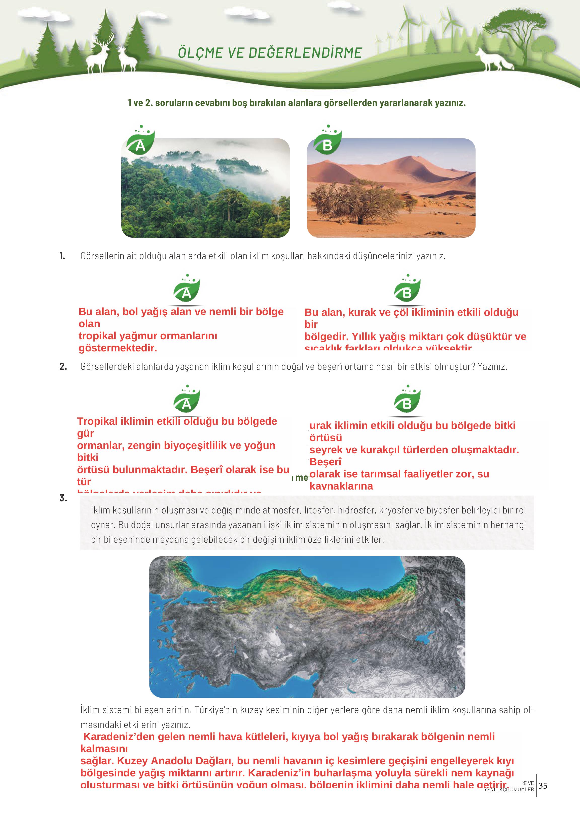 10-11-12. Sınıf Meb Yayınları İklim Çevre Ve Yenilikçi Çözümler Ders Kitabı Sayfa 35 Cevapları