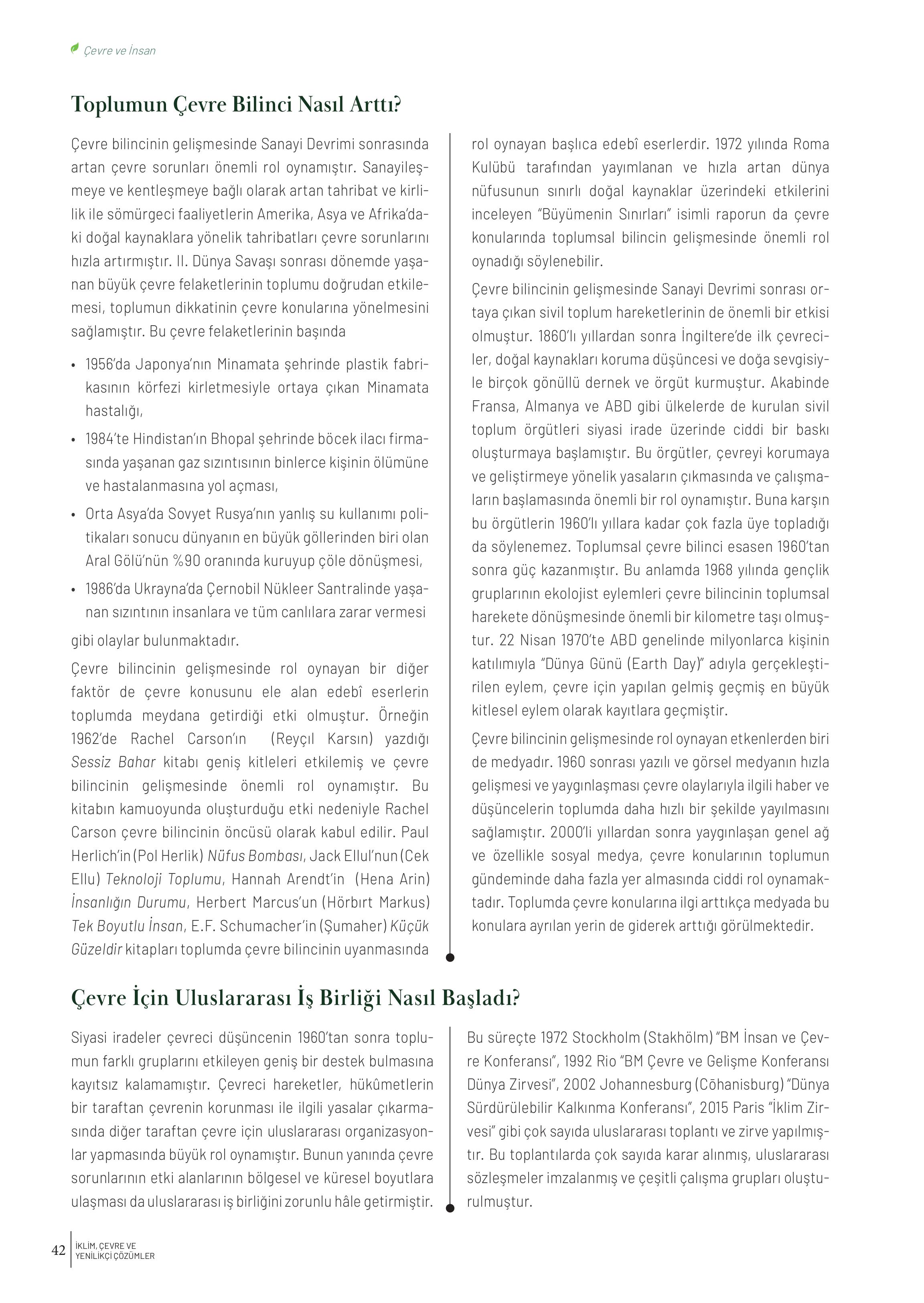 10-11-12. Sınıf Meb Yayınları İklim Çevre Ve Yenilikçi Çözümler Ders Kitabı Sayfa 42 Cevapları