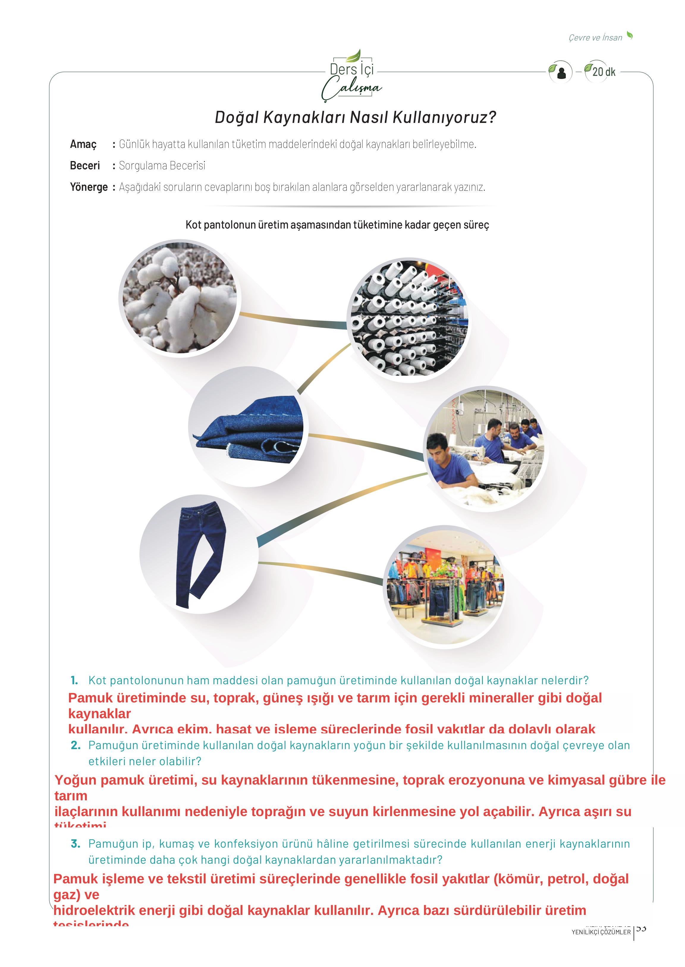 10-11-12. Sınıf Meb Yayınları İklim Çevre Ve Yenilikçi Çözümler Ders Kitabı Sayfa 53 Cevapları
