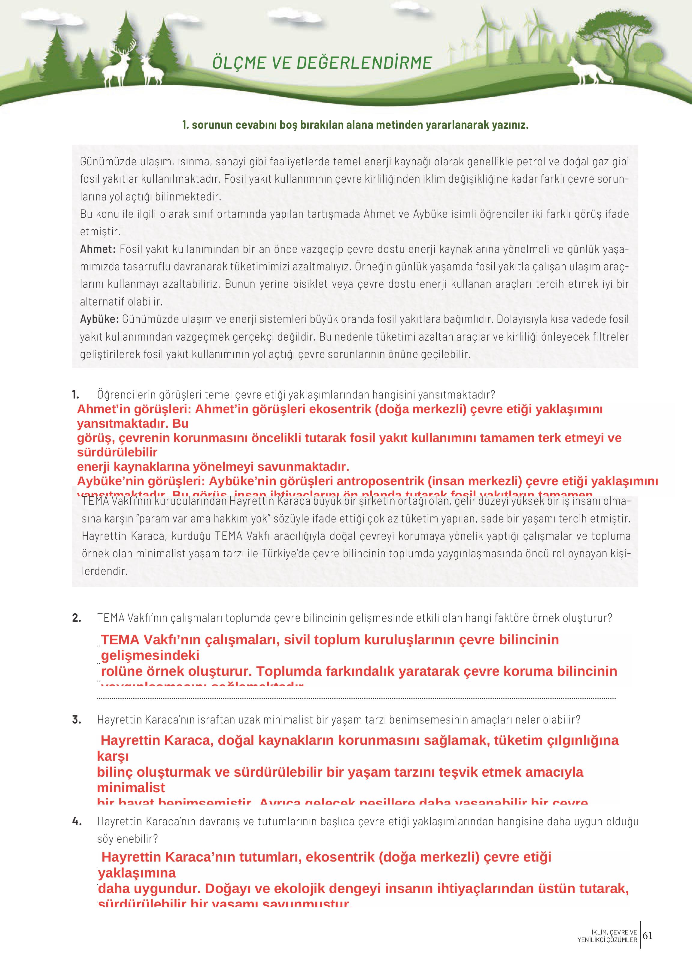 10-11-12. Sınıf Meb Yayınları İklim Çevre Ve Yenilikçi Çözümler Ders Kitabı Sayfa 61 Cevapları 10-11-12. Sınıf Meb Yayınları İklim Çevre Ve Yenilikçi Çözümler Ders Kitabı Sayfa 61 Cevapları