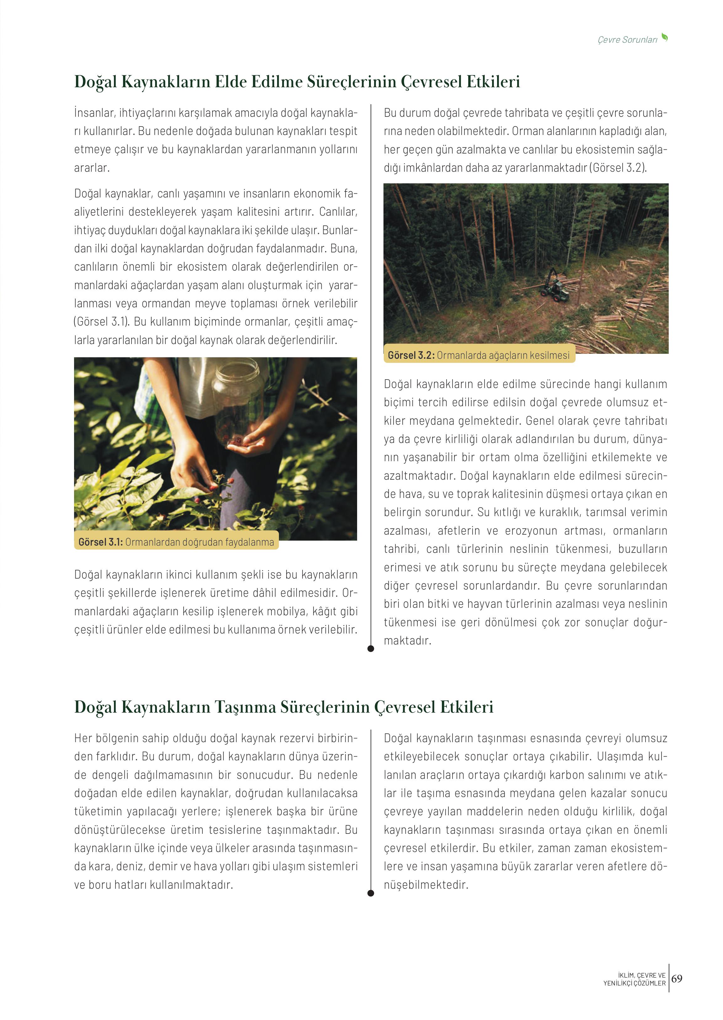 10-11-12. Sınıf Meb Yayınları İklim Çevre Ve Yenilikçi Çözümler Ders Kitabı Sayfa 69 Cevapları