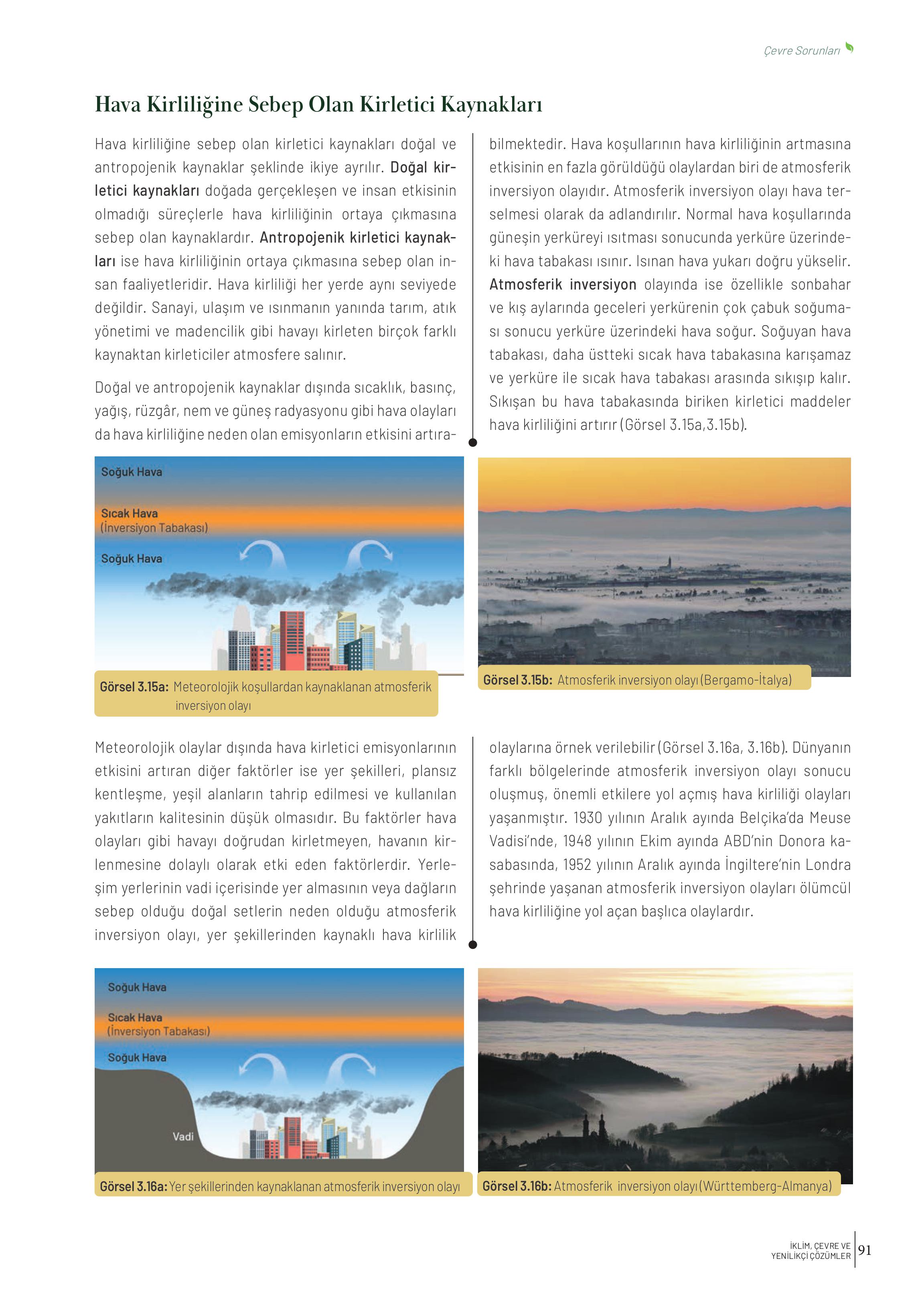 10-11-12. Sınıf Meb Yayınları İklim Çevre Ve Yenilikçi Çözümler Ders Kitabı Sayfa 91 Cevapları