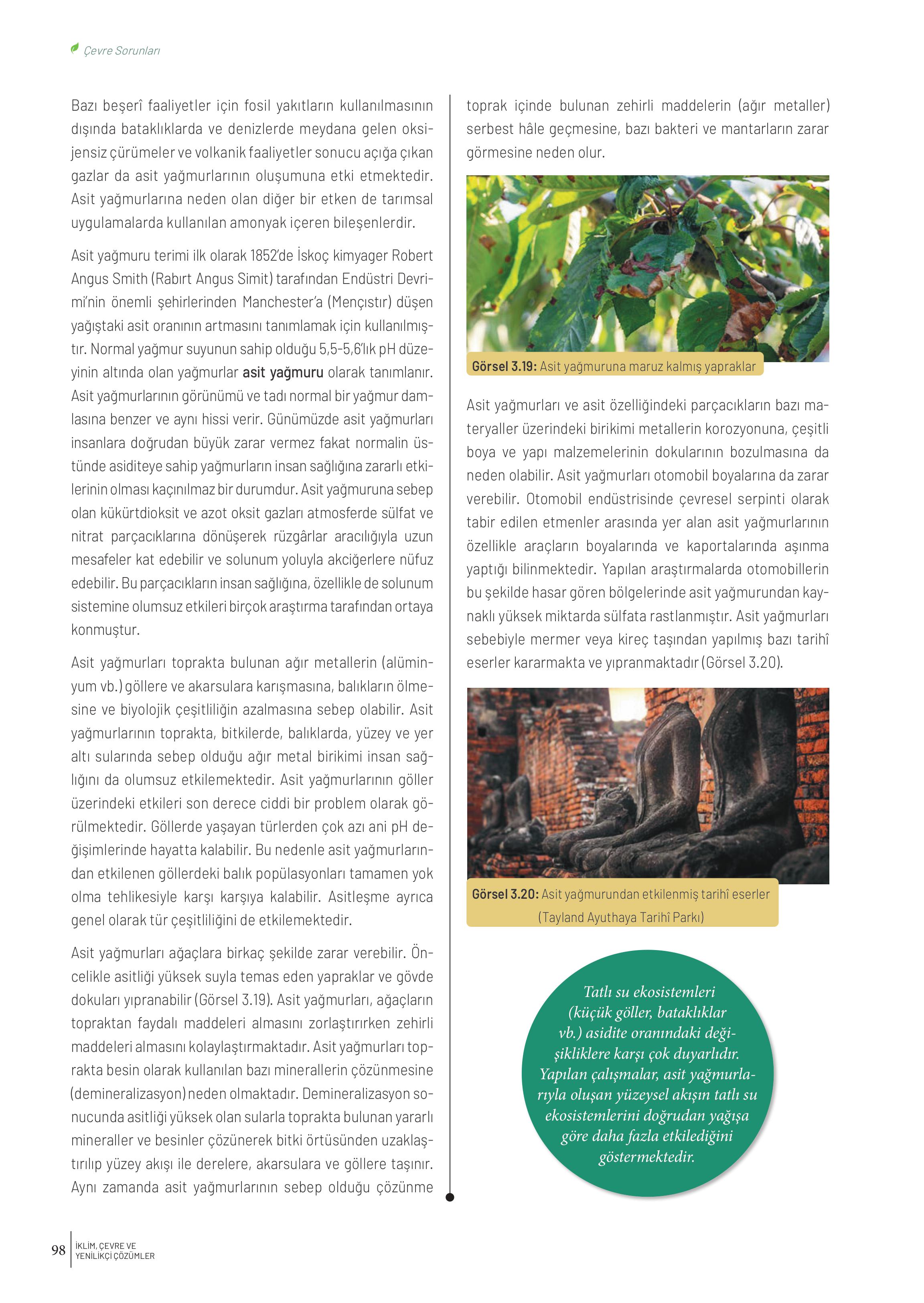 10-11-12. Sınıf Meb Yayınları İklim Çevre Ve Yenilikçi Çözümler Ders Kitabı Sayfa 98 Cevapları