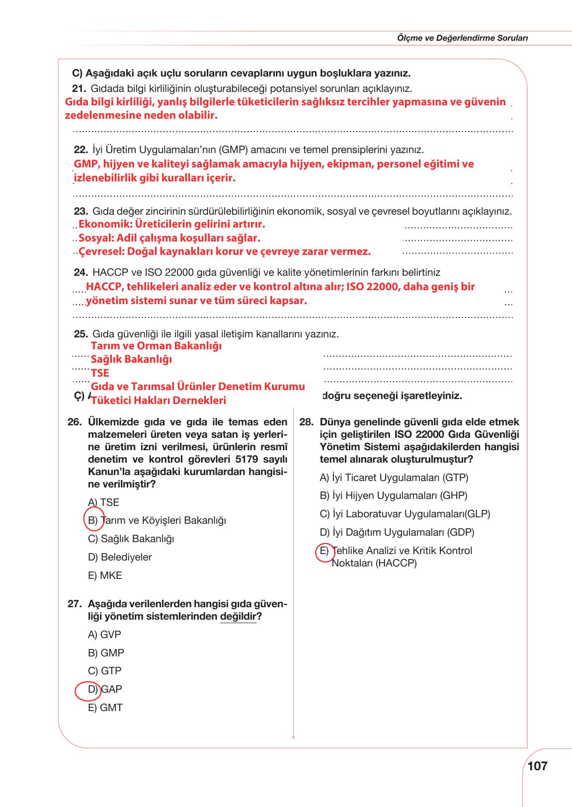 10-11. Sınıf Meb Yayınları Sürdürülebilir Tarım Ve Gıda Güvenliği Ders Kitabı Sayfa 107 Cevapları 10-11. Sınıf Meb Yayınları Sürdürülebilir Tarım Ve Gıda Güvenliği Ders Kitabı Sayfa 107 Cevapları