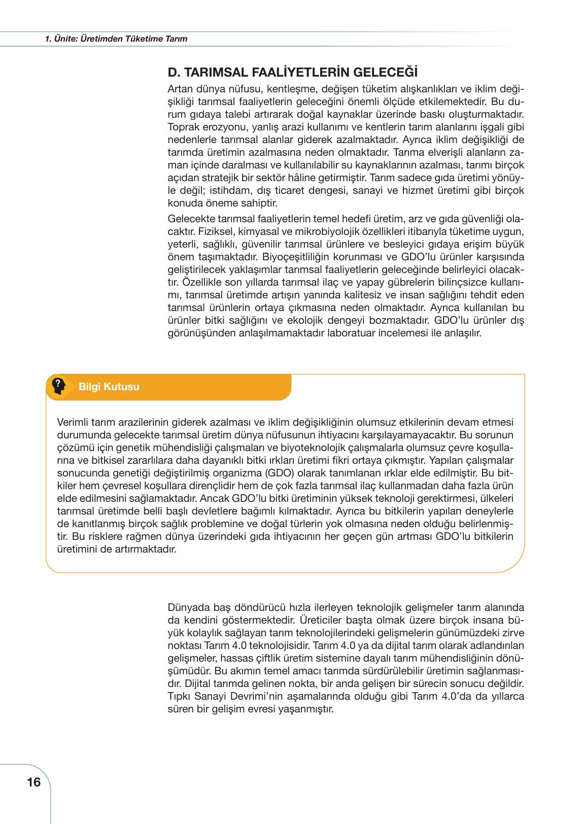 10-11. Sınıf Meb Yayınları Sürdürülebilir Tarım Ve Gıda Güvenliği Ders Kitabı Sayfa 16 Cevapları 10-11. Sınıf Meb Yayınları Sürdürülebilir Tarım Ve Gıda Güvenliği Ders Kitabı Sayfa 16 Cevapları