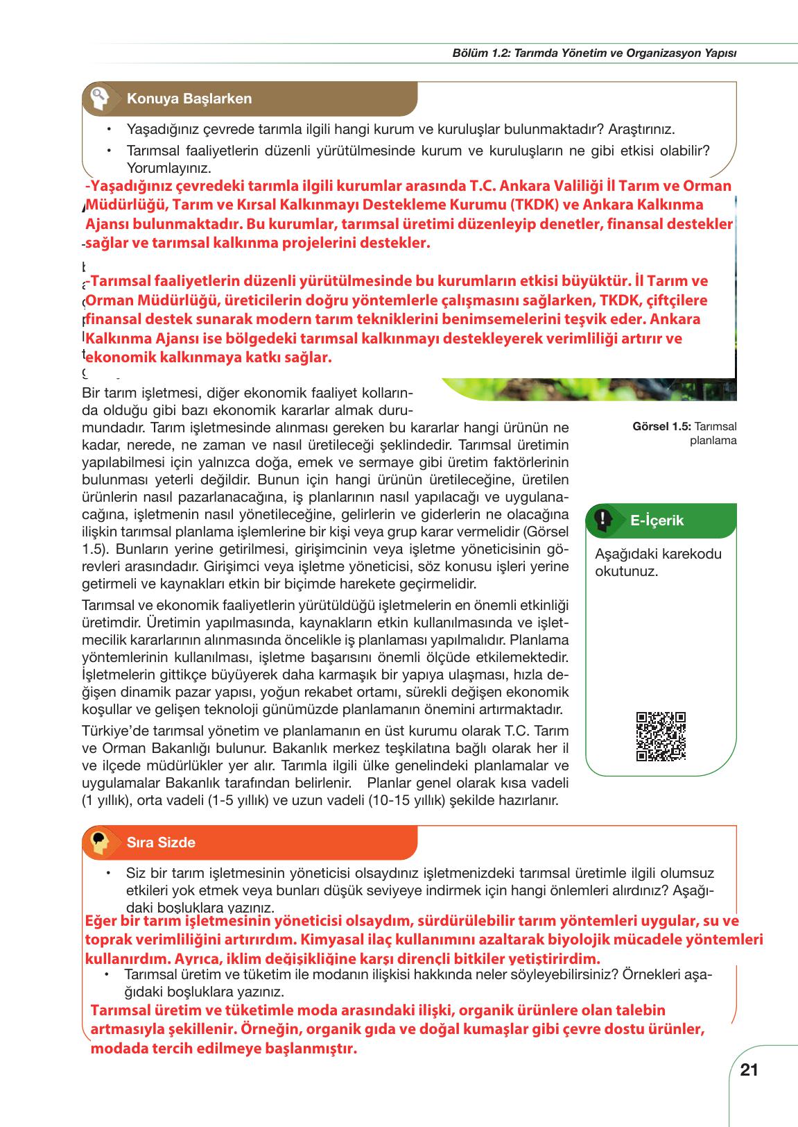10-11. Sınıf Meb Yayınları Sürdürülebilir Tarım Ve Gıda Güvenliği Ders Kitabı Sayfa 21 Cevapları 10-11. Sınıf Meb Yayınları Sürdürülebilir Tarım Ve Gıda Güvenliği Ders Kitabı Sayfa 21 Cevapları