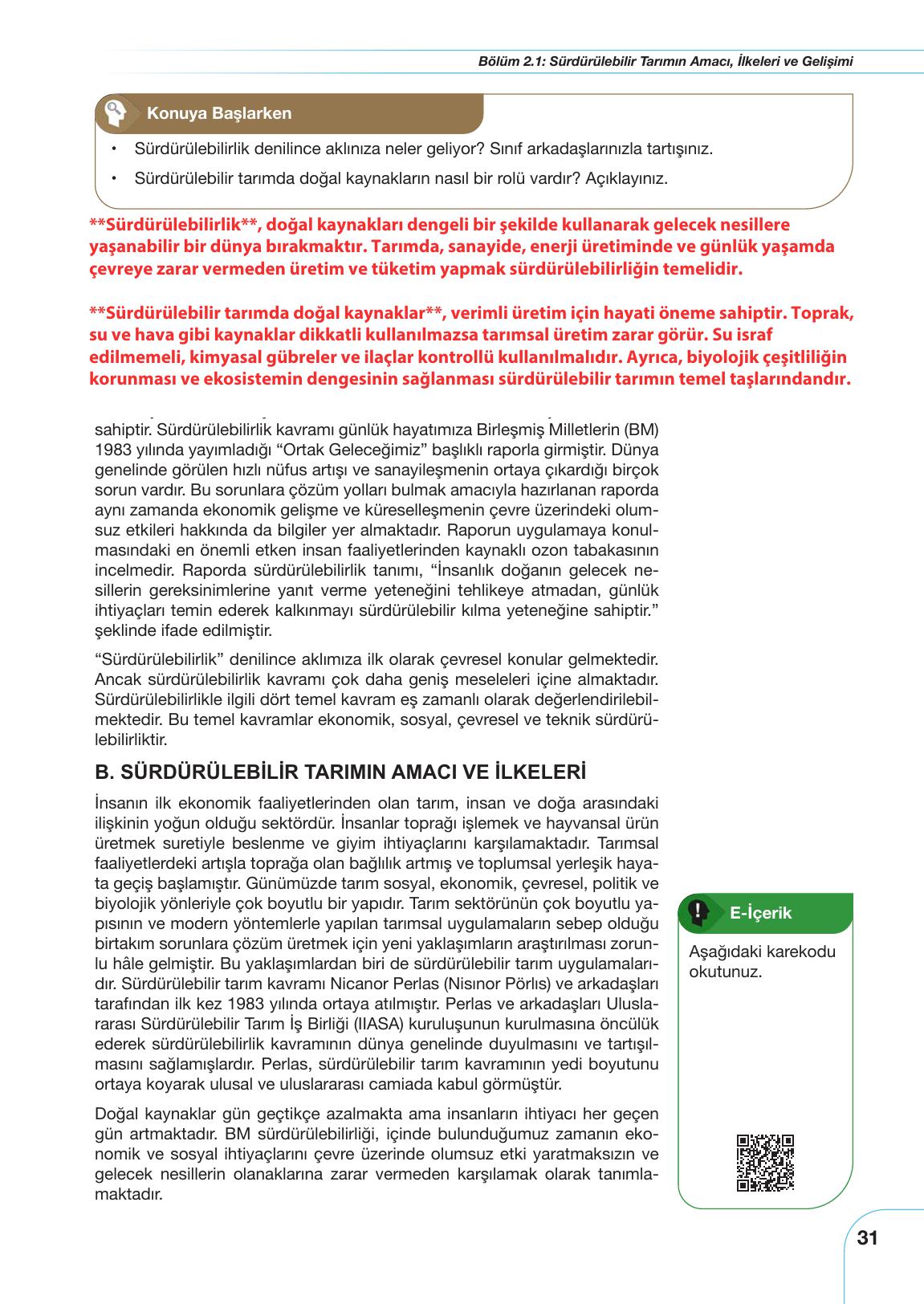 10-11. Sınıf Meb Yayınları Sürdürülebilir Tarım Ve Gıda Güvenliği Ders Kitabı Sayfa 31 Cevapları