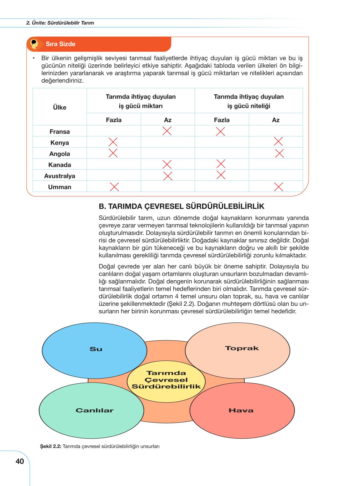 10-11. Sınıf Meb Yayınları Sürdürülebilir Tarım Ve Gıda Güvenliği Ders Kitabı Sayfa 40 Cevapları