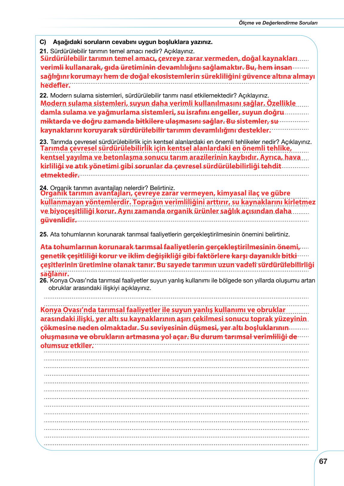 10-11. Sınıf Meb Yayınları Sürdürülebilir Tarım Ve Gıda Güvenliği Ders Kitabı Sayfa 67 Cevapları 10-11. Sınıf Meb Yayınları Sürdürülebilir Tarım Ve Gıda Güvenliği Ders Kitabı Sayfa 67 Cevapları