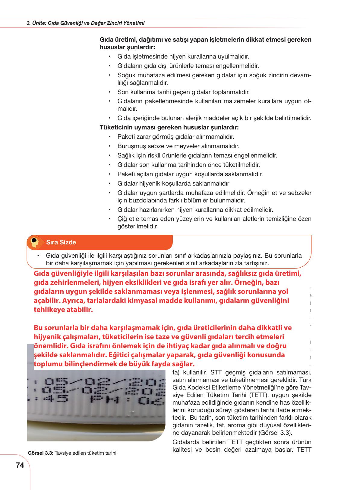 10-11. Sınıf Meb Yayınları Sürdürülebilir Tarım Ve Gıda Güvenliği Ders Kitabı Sayfa 74 Cevapları