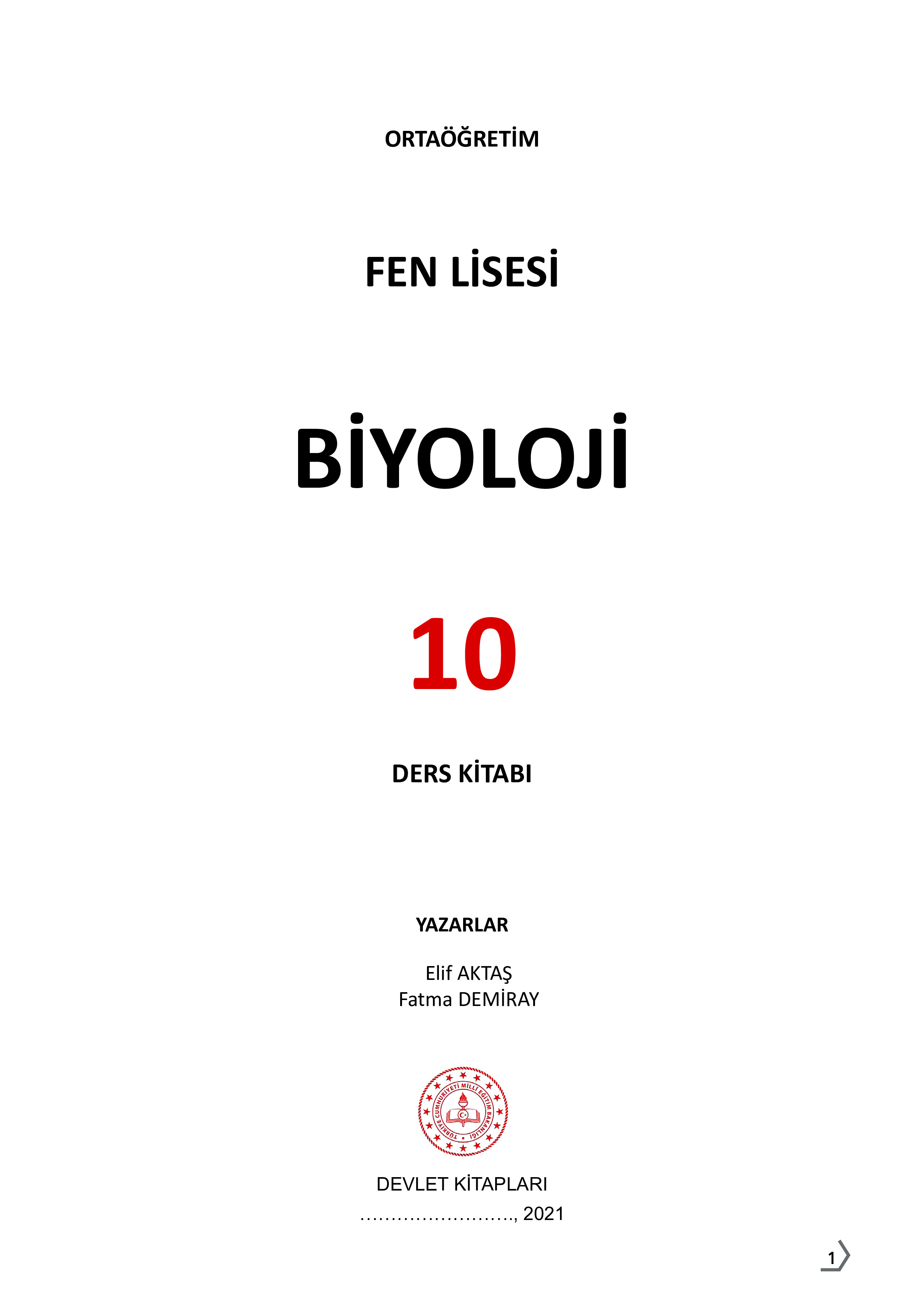 10. Sınıf Meb Yayınları Fen Lisesi Biyoloji Ders Kitabı Sayfa 1 Cevapları
