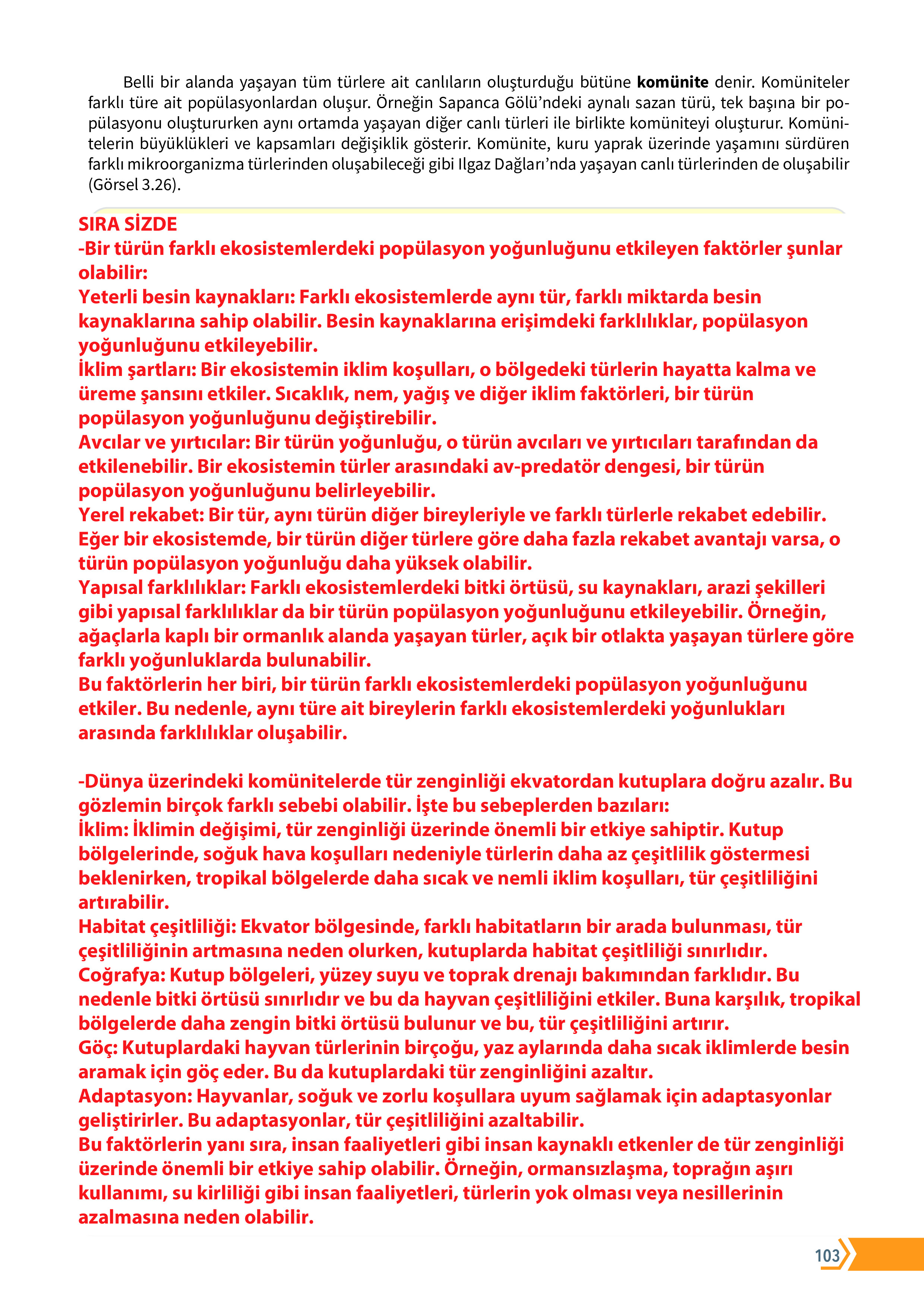 10. Sınıf Meb Yayınları Fen Lisesi Biyoloji Ders Kitabı Sayfa 103 Cevapları