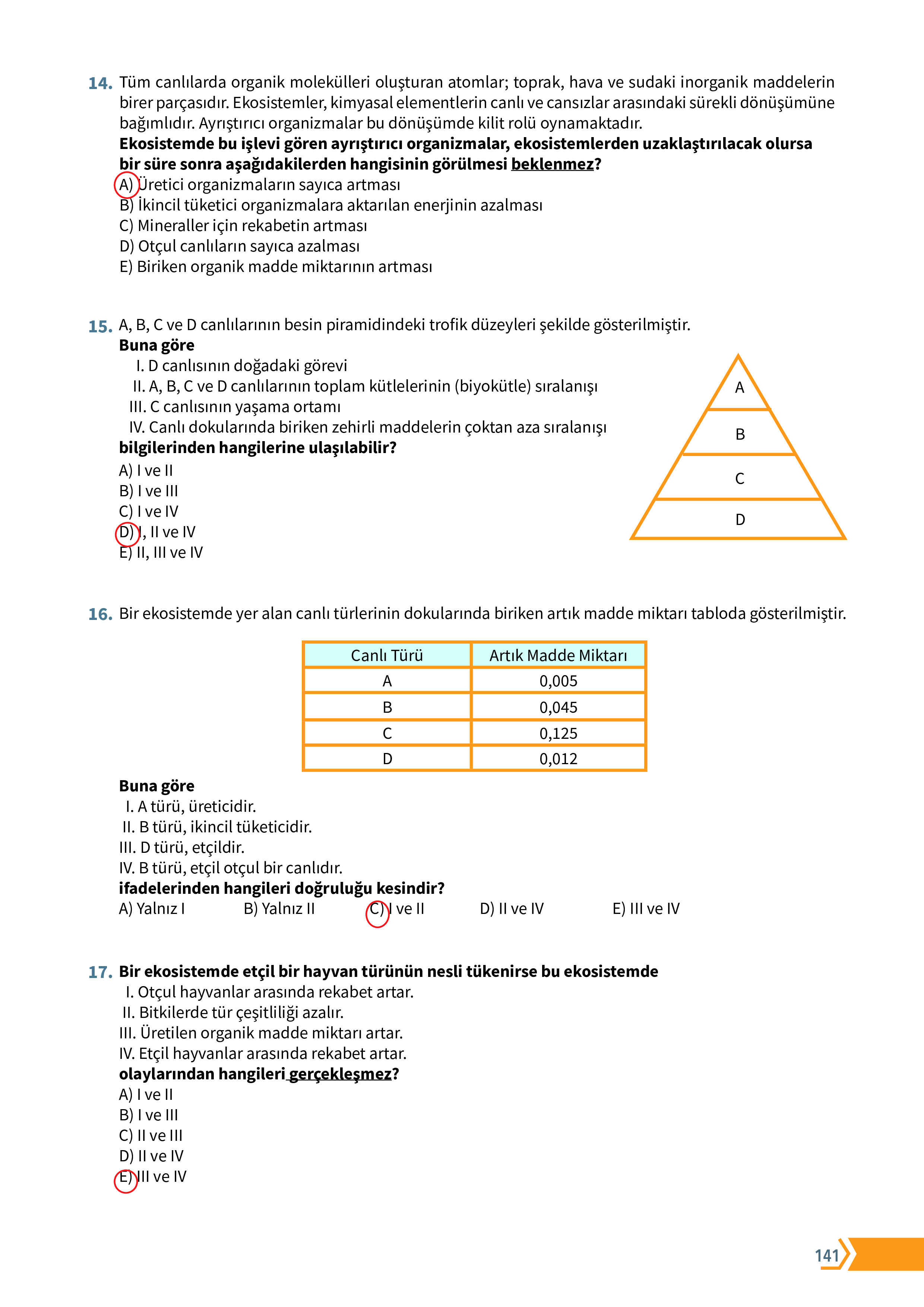 10. Sınıf Meb Yayınları Fen Lisesi Biyoloji Ders Kitabı Sayfa 141 Cevapları 10. Sınıf Meb Yayınları Fen Lisesi Biyoloji Ders Kitabı Sayfa 141 Cevapları