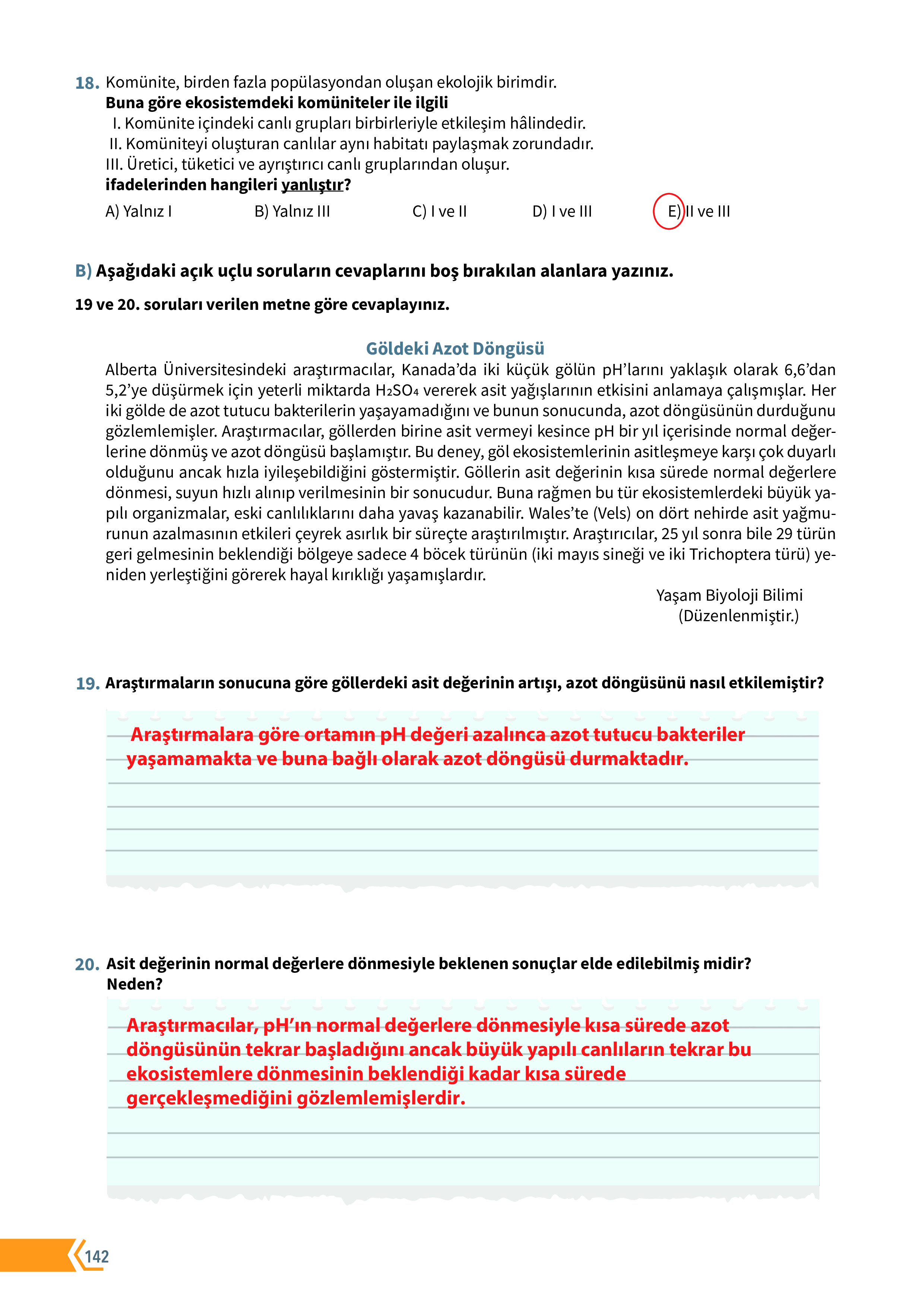 10. Sınıf Meb Yayınları Fen Lisesi Biyoloji Ders Kitabı Sayfa 142 Cevapları 10. Sınıf Meb Yayınları Fen Lisesi Biyoloji Ders Kitabı Sayfa 142 Cevapları