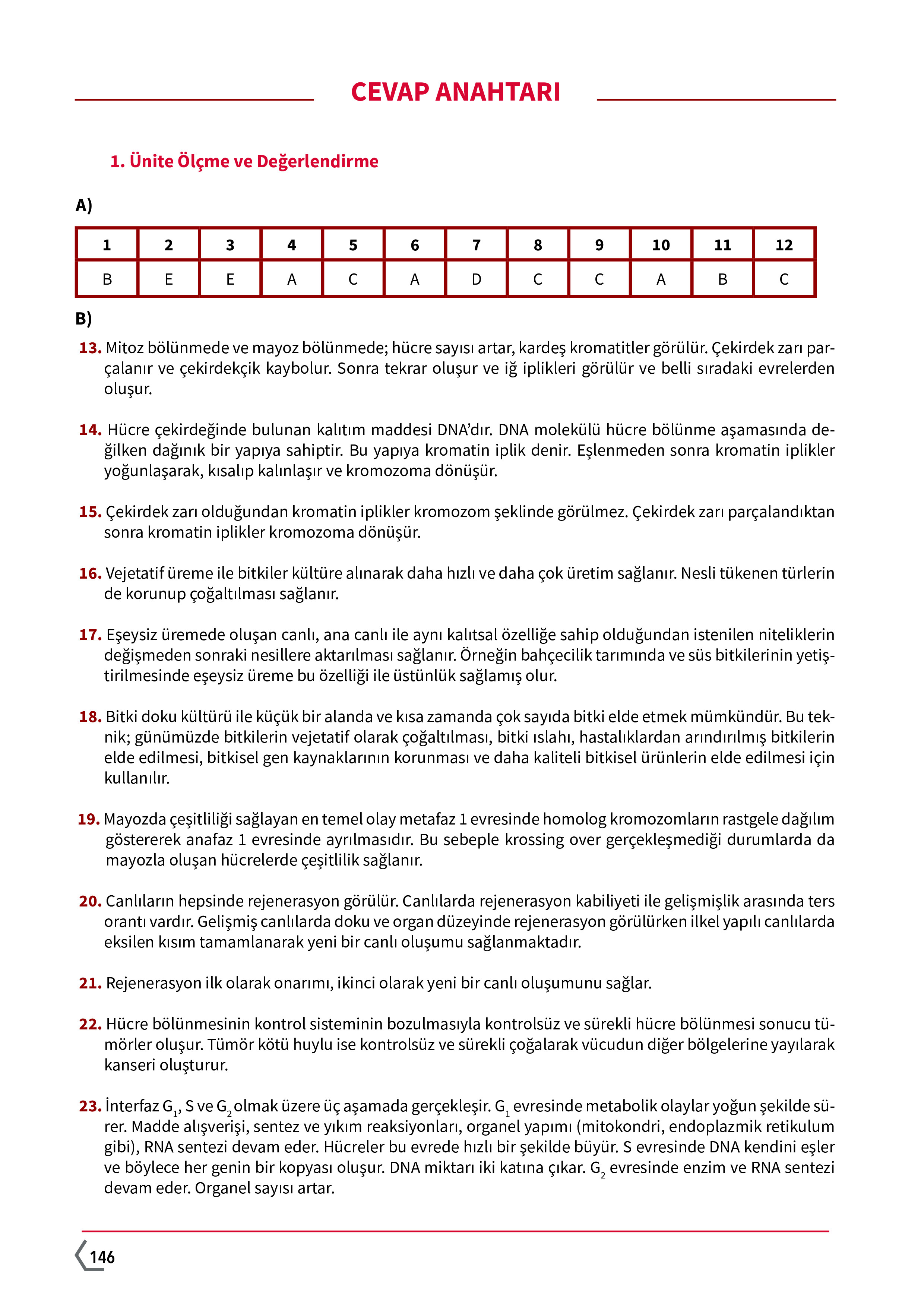 10. Sınıf Meb Yayınları Fen Lisesi Biyoloji Ders Kitabı Sayfa 146 Cevapları 10. Sınıf Meb Yayınları Fen Lisesi Biyoloji Ders Kitabı Sayfa 146 Cevapları