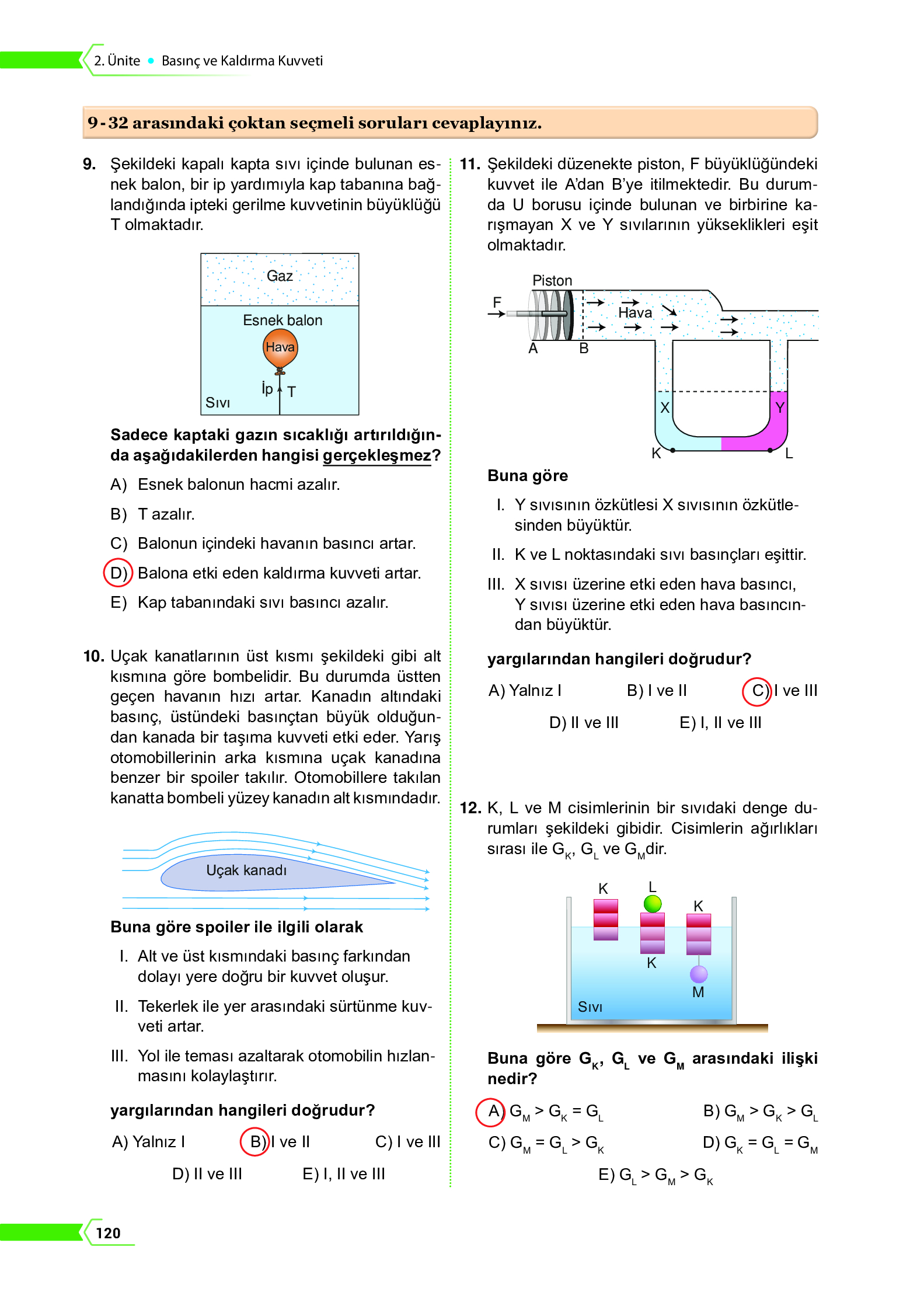 10. Sınıf Meb Yayınları Fen Lisesi Fizik Ders Kitabı Sayfa 120 Cevapları