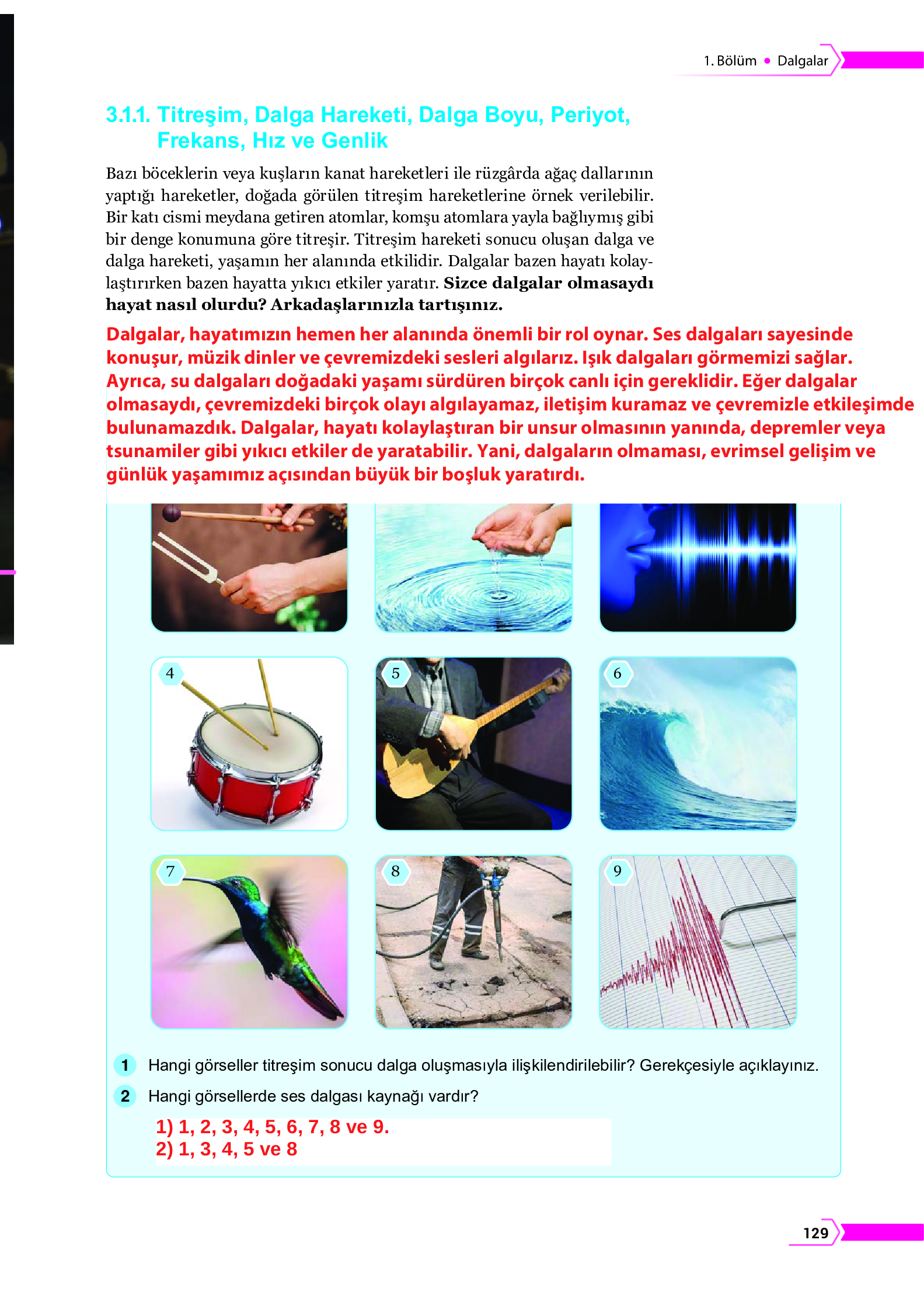 10. Sınıf Meb Yayınları Fen Lisesi Fizik Ders Kitabı Sayfa 129 Cevapları