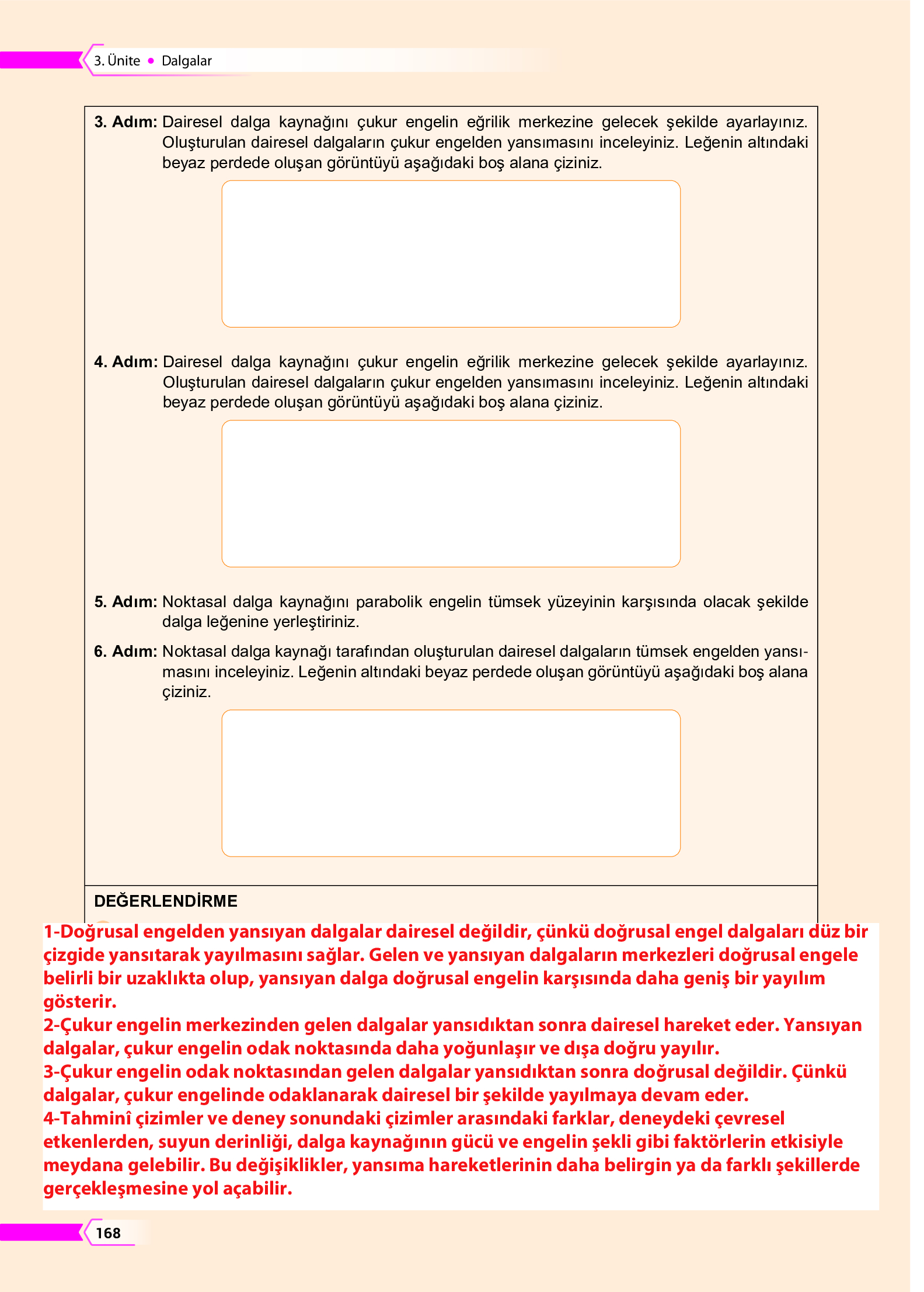 10. Sınıf Meb Yayınları Fen Lisesi Fizik Ders Kitabı Sayfa 168 Cevapları