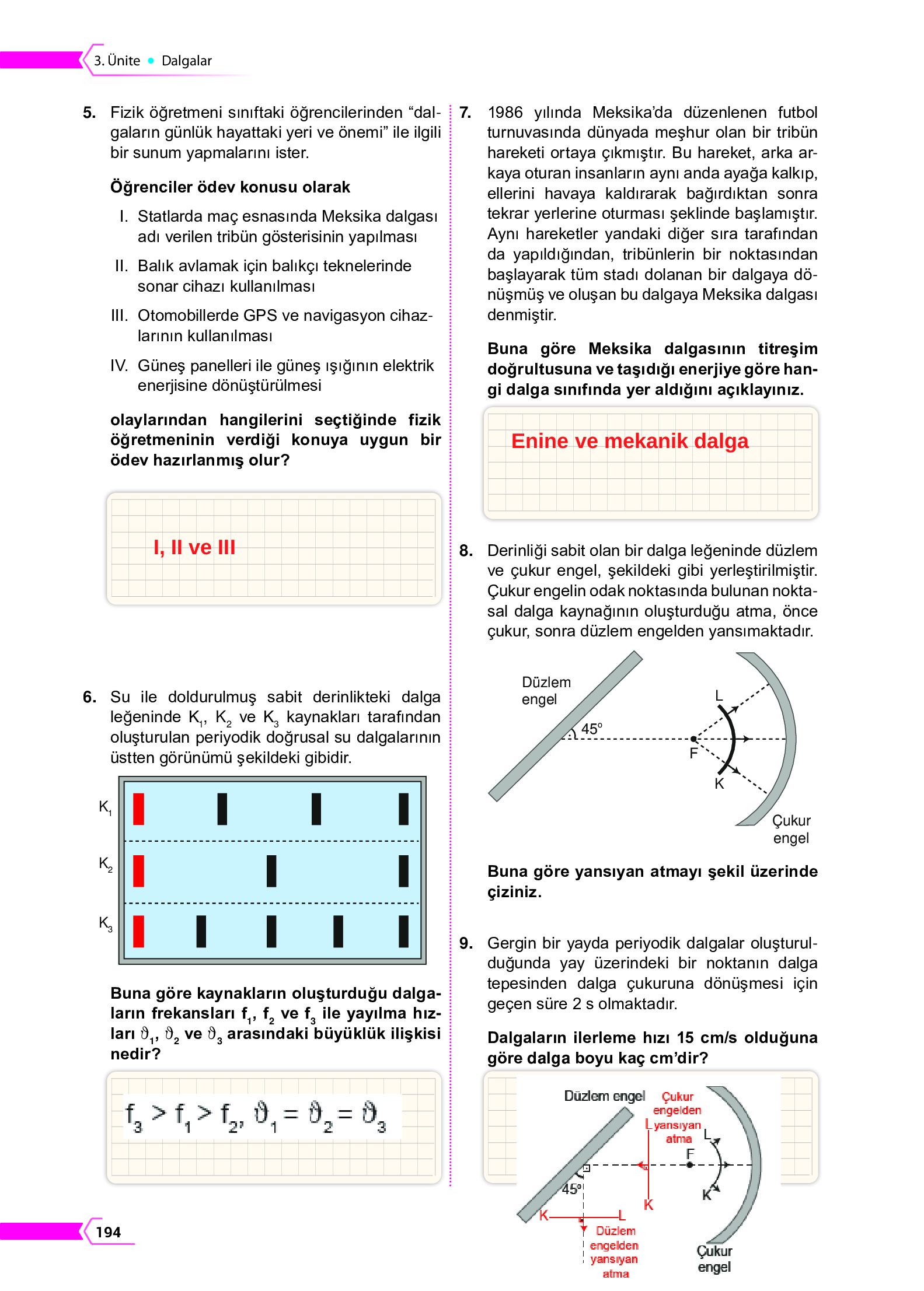 10. Sınıf Meb Yayınları Fen Lisesi Fizik Ders Kitabı Sayfa 194 Cevapları