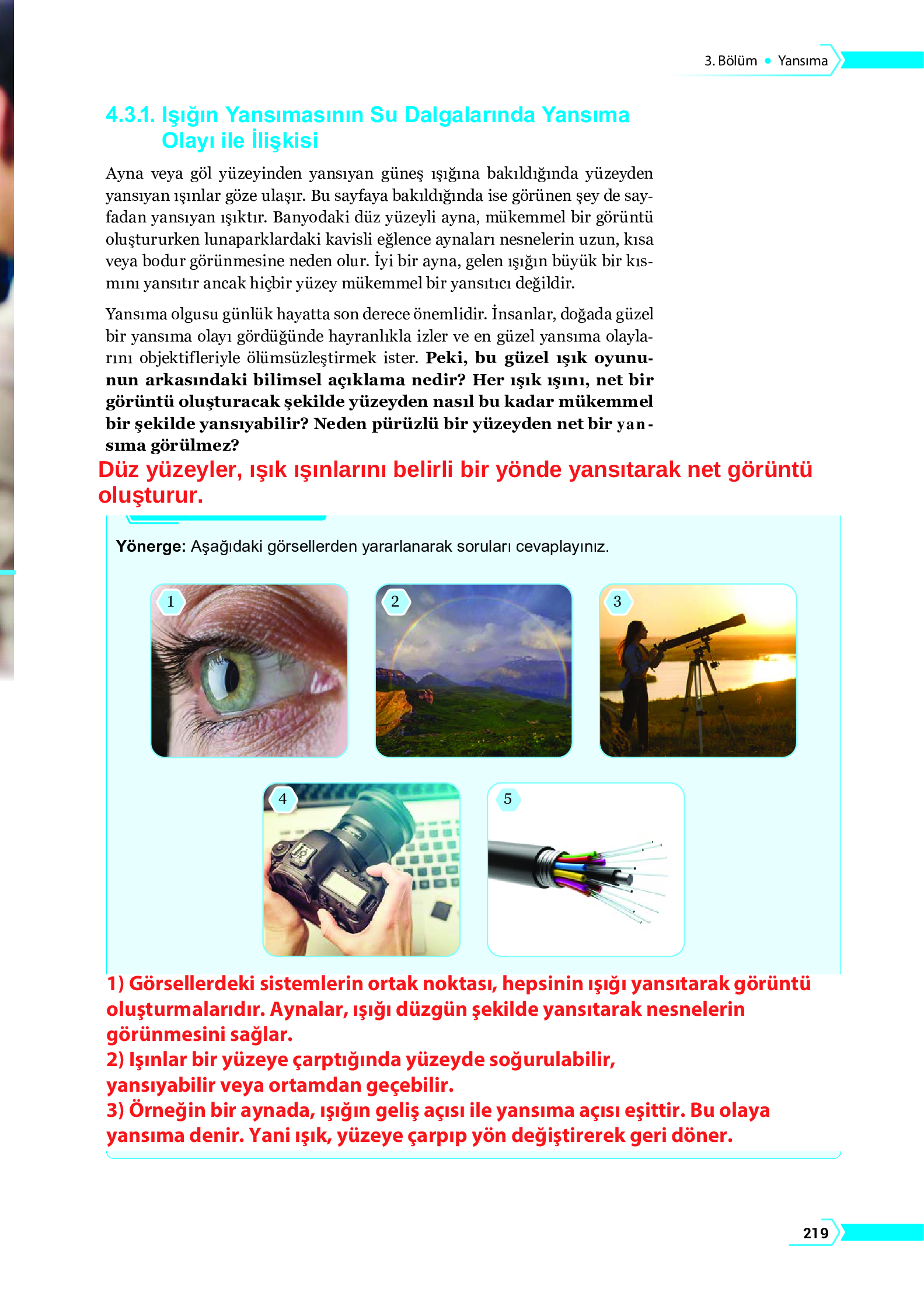 10. Sınıf Meb Yayınları Fen Lisesi Fizik Ders Kitabı Sayfa 219 Cevapları