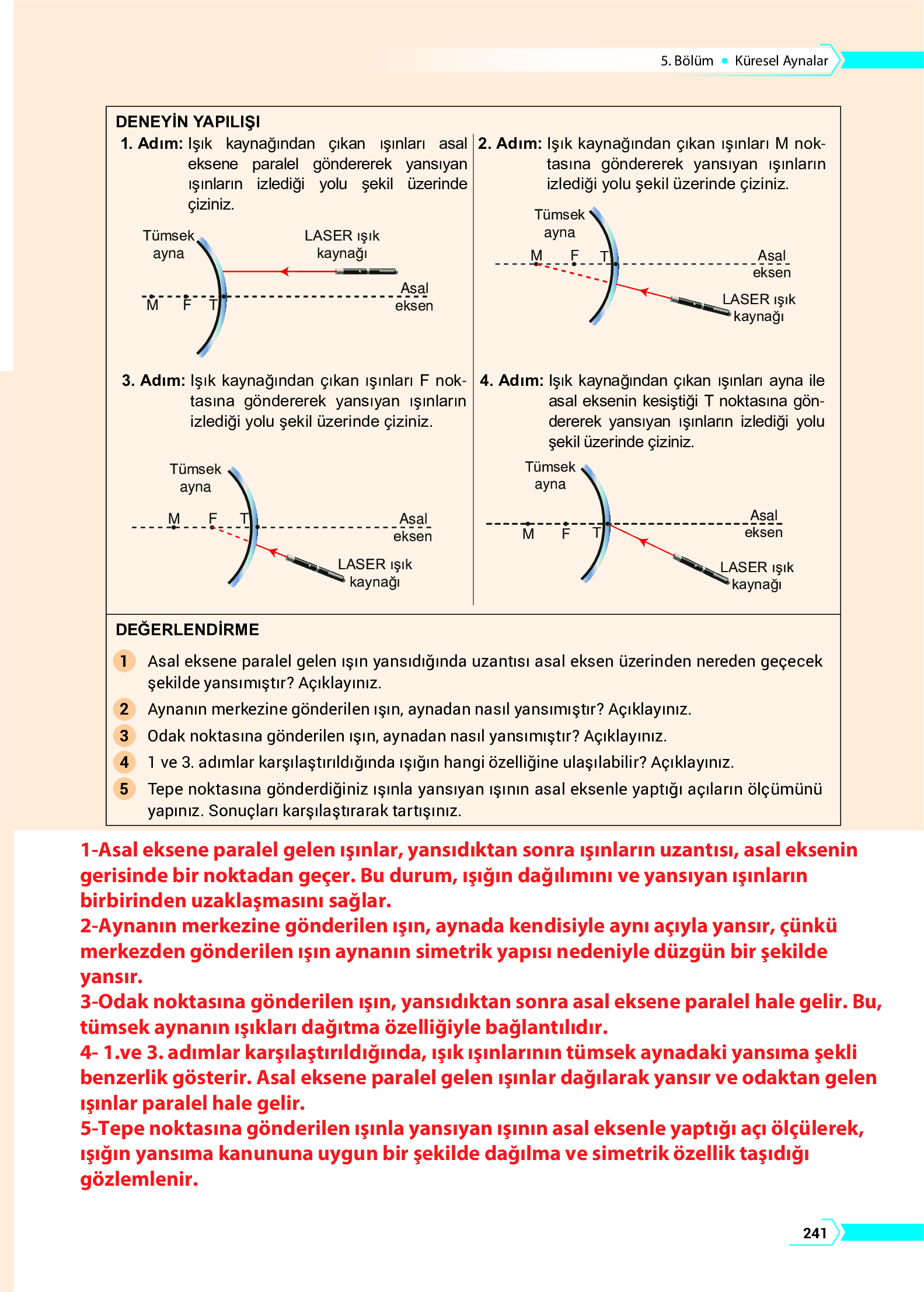 10. Sınıf Meb Yayınları Fen Lisesi Fizik Ders Kitabı Sayfa 241 Cevapları