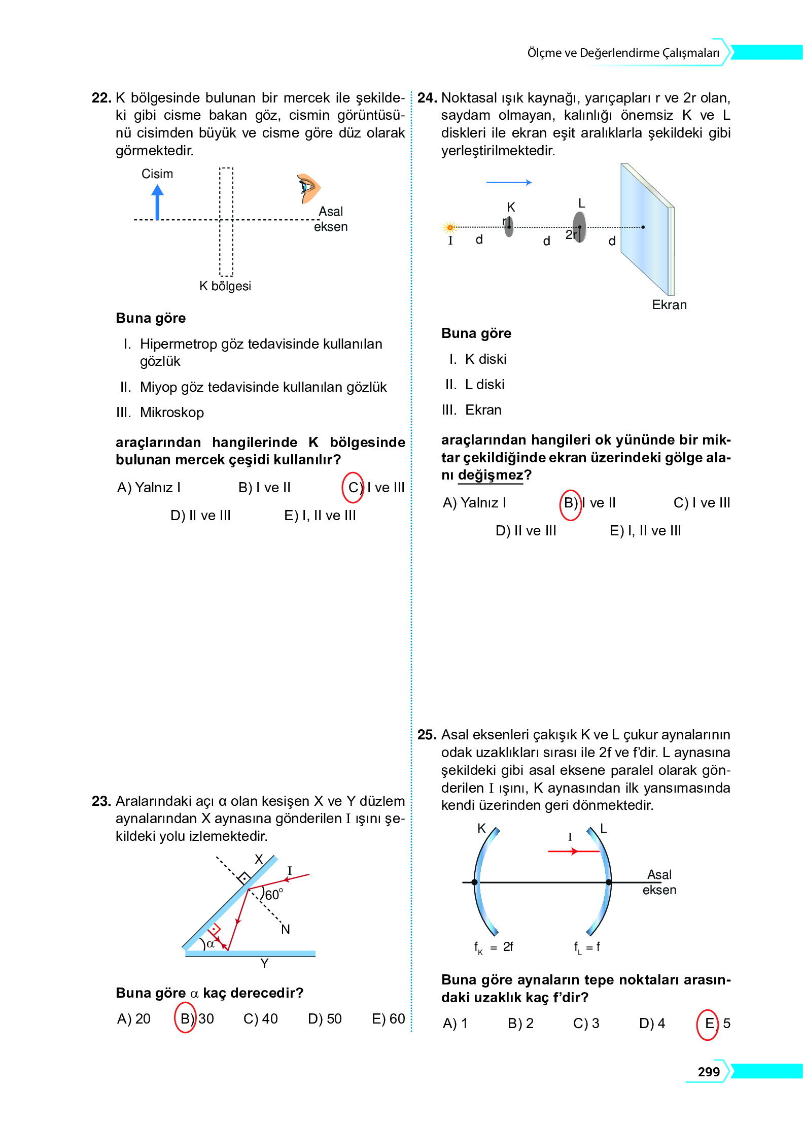 10. Sınıf Meb Yayınları Fen Lisesi Fizik Ders Kitabı Sayfa 299 Cevapları