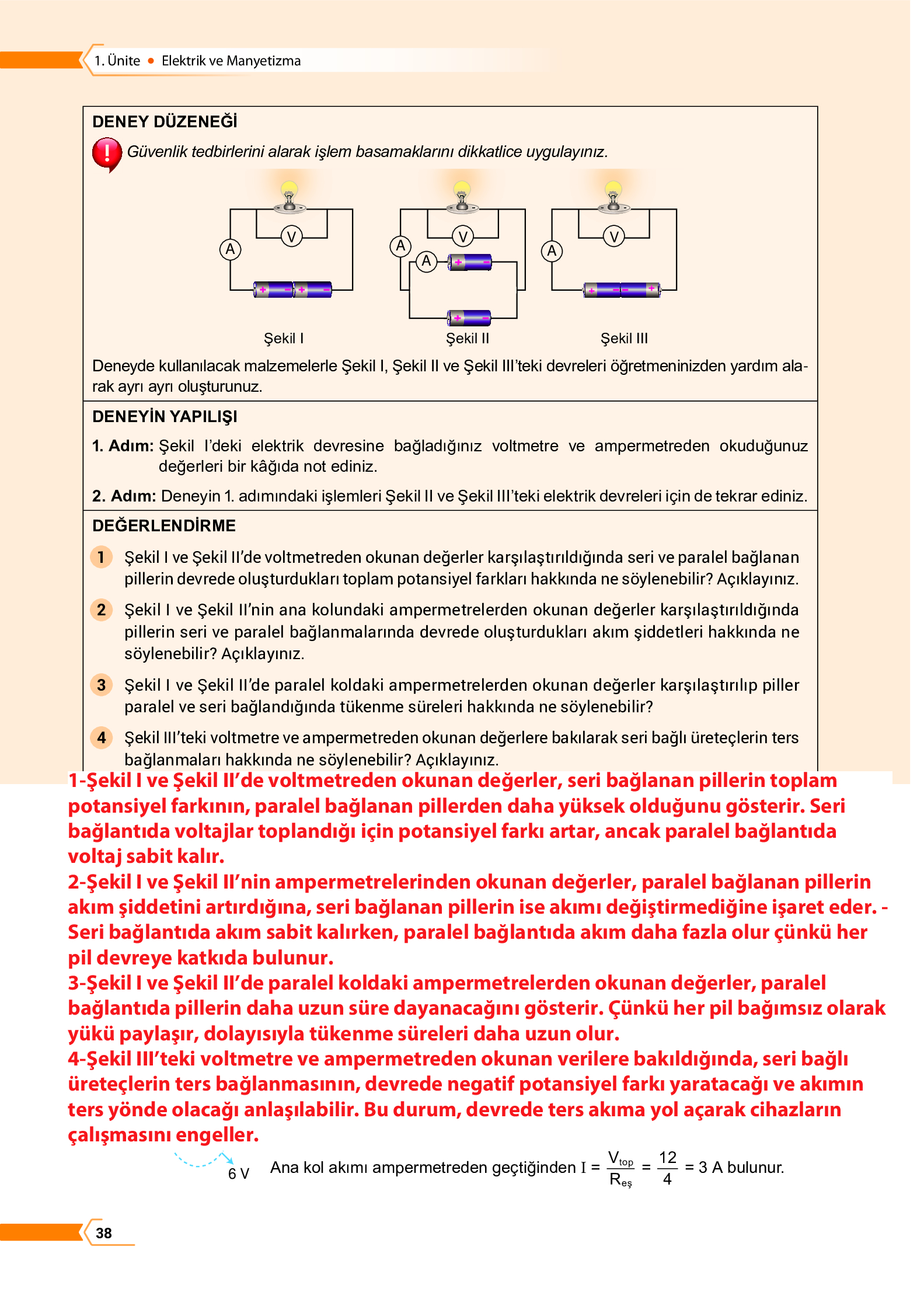 10. Sınıf Meb Yayınları Fen Lisesi Fizik Ders Kitabı Sayfa 38 Cevapları