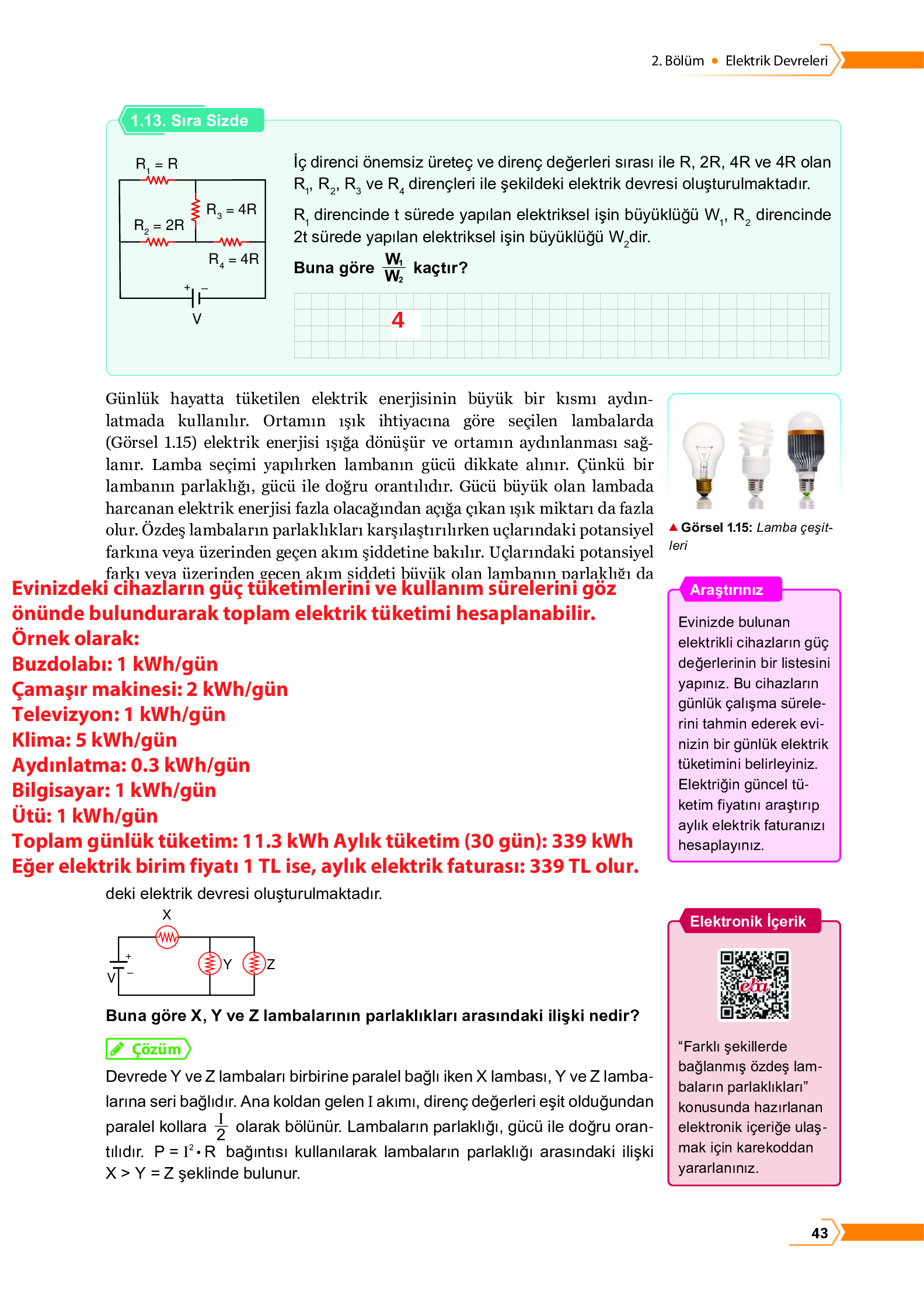 10. Sınıf Meb Yayınları Fen Lisesi Fizik Ders Kitabı Sayfa 43 Cevapları