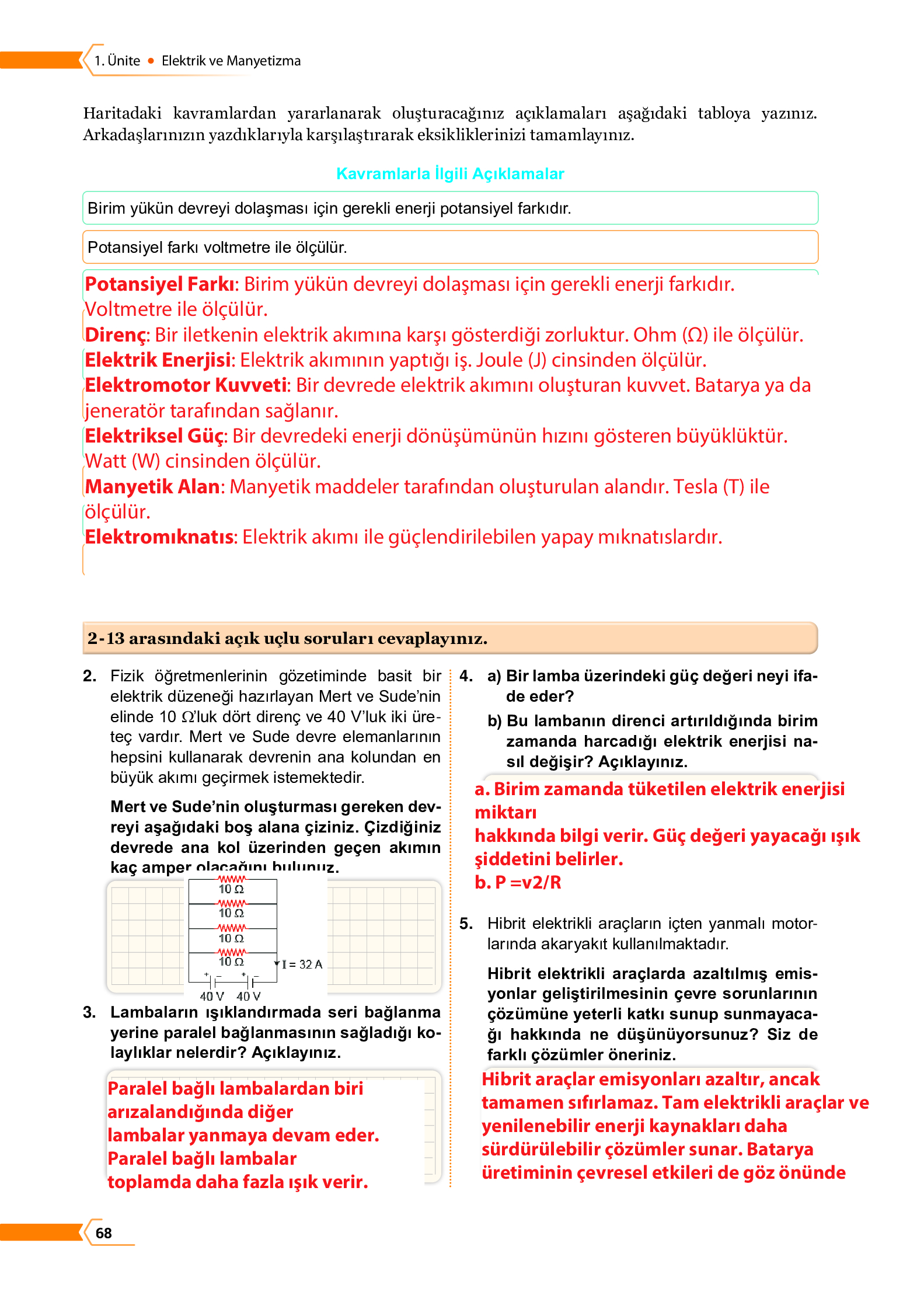 10. Sınıf Meb Yayınları Fen Lisesi Fizik Ders Kitabı Sayfa 68 Cevapları 10. Sınıf Meb Yayınları Fen Lisesi Fizik Ders Kitabı Sayfa 68 Cevapları