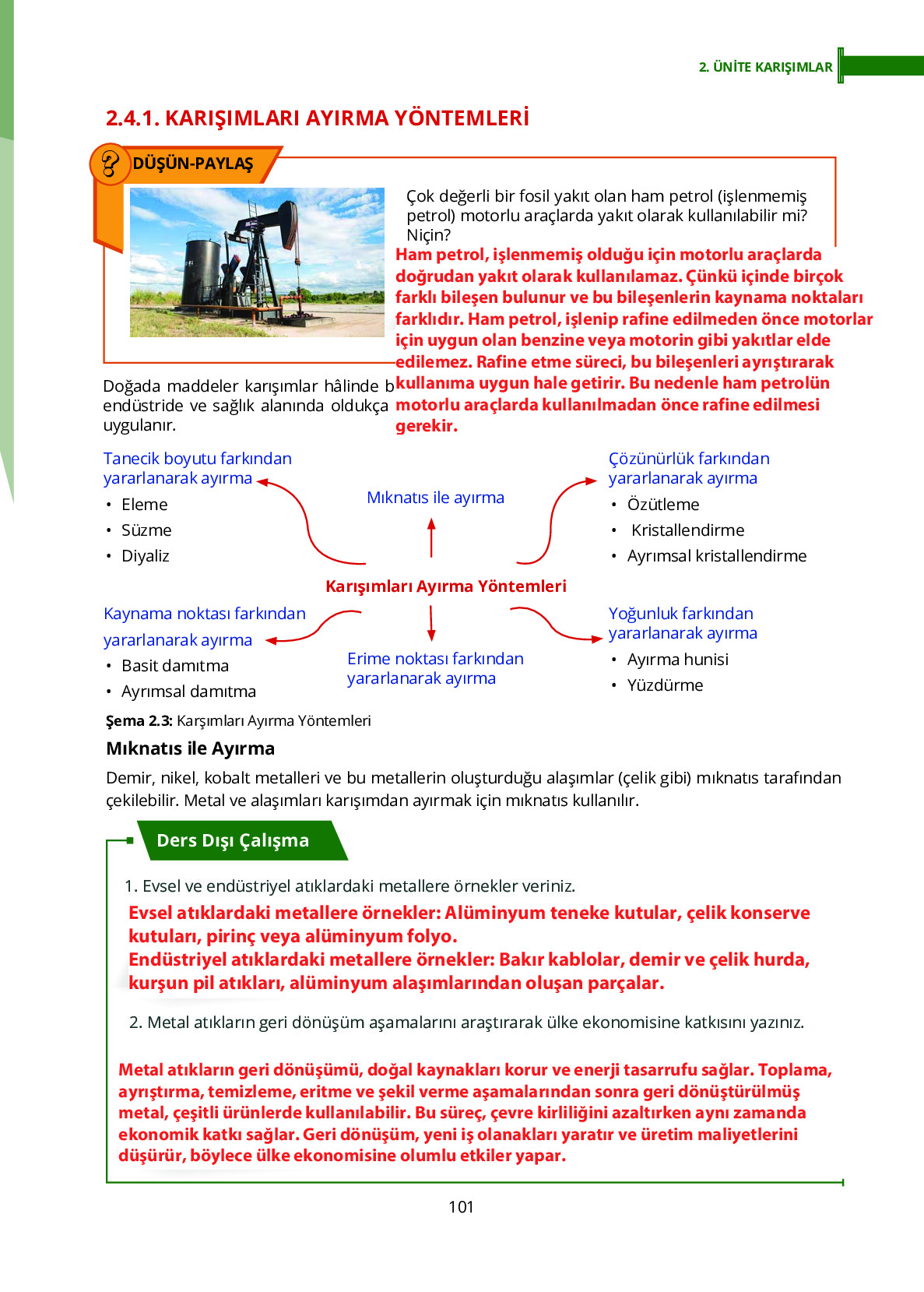 10. Sınıf Meb Yayınları Fen Lisesi Kimya Ders Kitabı Sayfa 101 Cevapları 10. Sınıf Meb Yayınları Fen Lisesi Kimya Ders Kitabı Sayfa 101 Cevapları