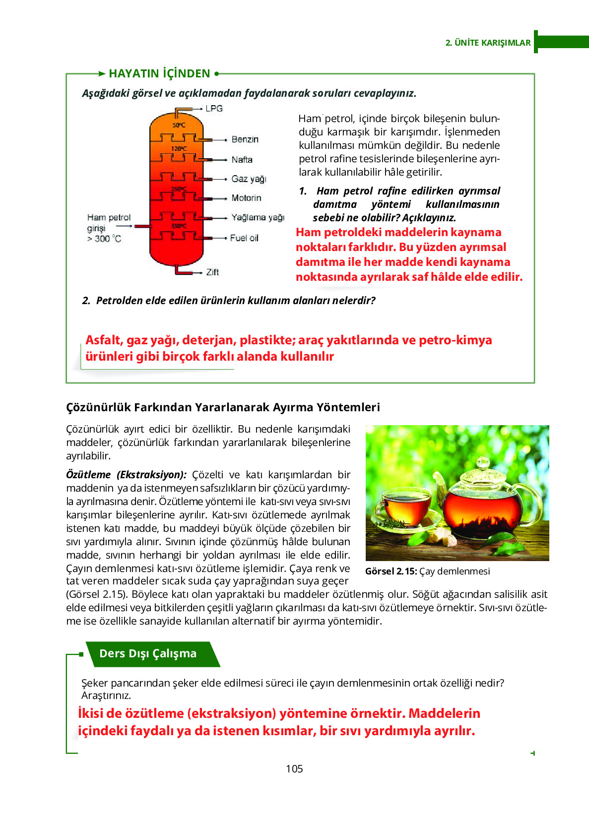 10. Sınıf Meb Yayınları Fen Lisesi Kimya Ders Kitabı Sayfa 105 Cevapları 10. Sınıf Meb Yayınları Fen Lisesi Kimya Ders Kitabı Sayfa 105 Cevapları