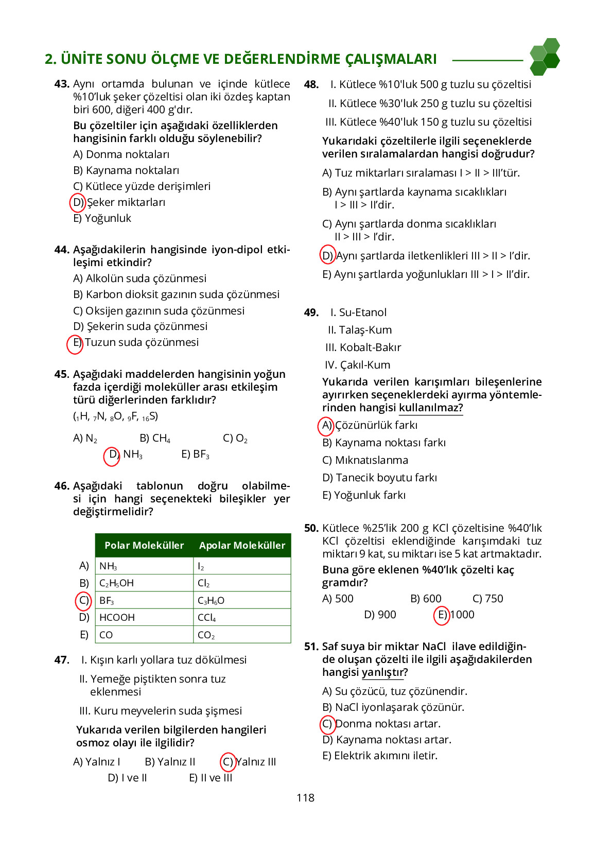 10. Sınıf Meb Yayınları Fen Lisesi Kimya Ders Kitabı Sayfa 118 Cevapları 10. Sınıf Meb Yayınları Fen Lisesi Kimya Ders Kitabı Sayfa 118 Cevapları