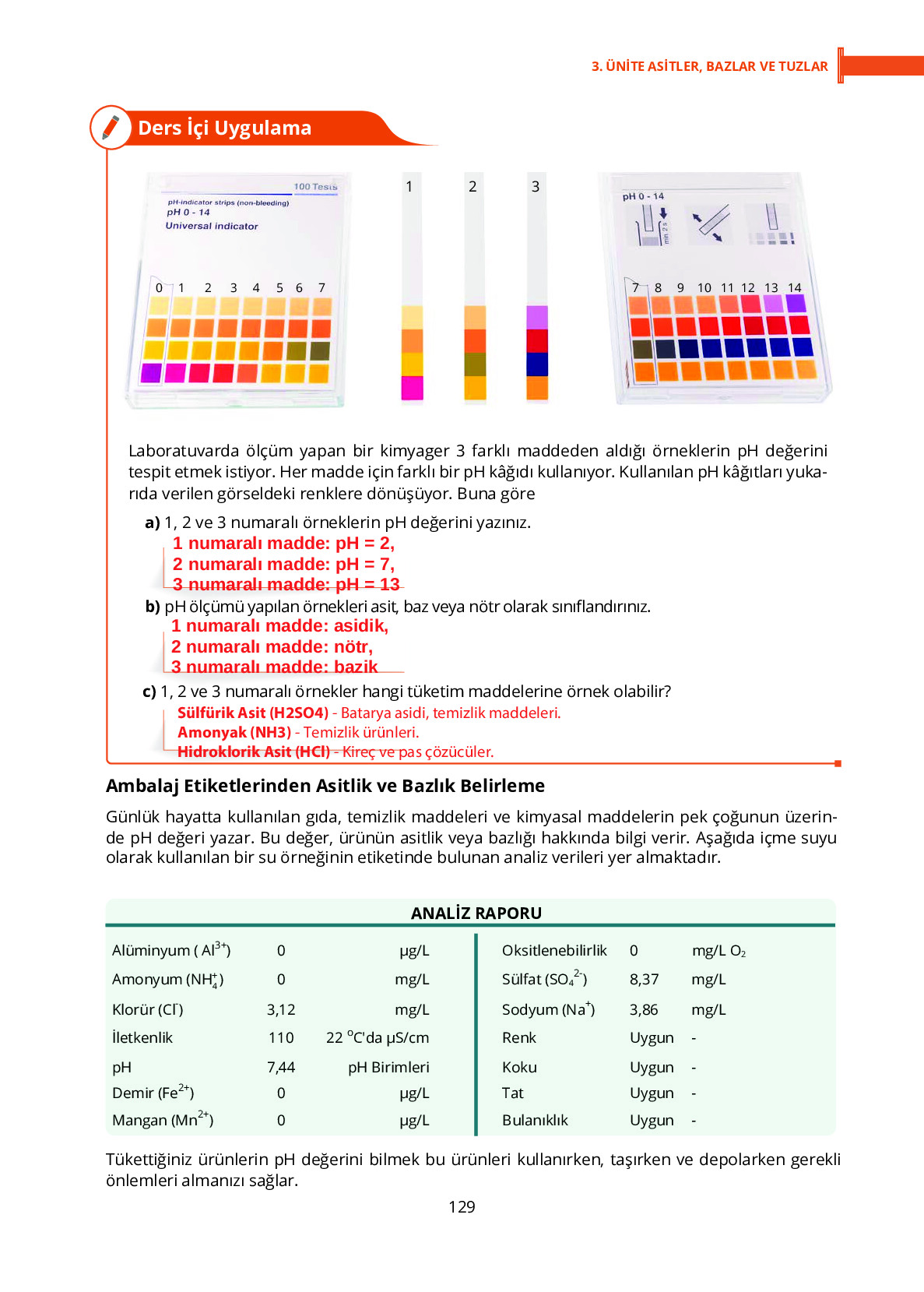 10. Sınıf Meb Yayınları Fen Lisesi Kimya Ders Kitabı Sayfa 129 Cevapları 10. Sınıf Meb Yayınları Fen Lisesi Kimya Ders Kitabı Sayfa 129 Cevapları