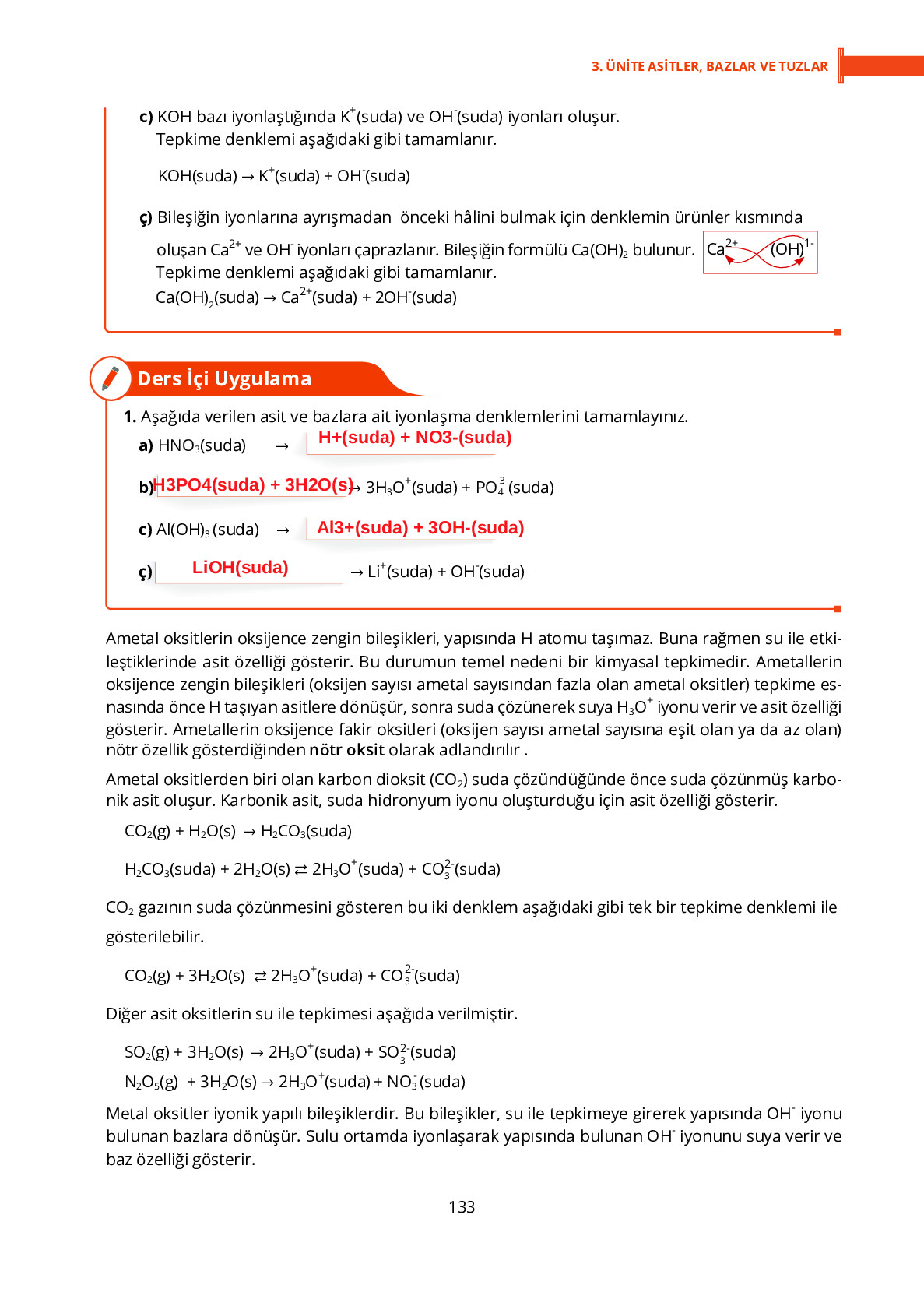 10. Sınıf Meb Yayınları Fen Lisesi Kimya Ders Kitabı Sayfa 133 Cevapları 10. Sınıf Meb Yayınları Fen Lisesi Kimya Ders Kitabı Sayfa 133 Cevapları