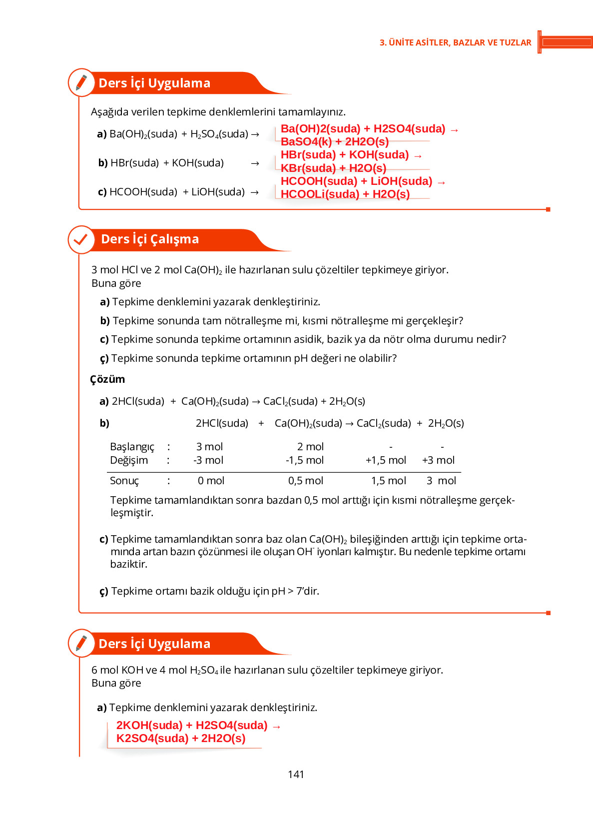 10. Sınıf Meb Yayınları Fen Lisesi Kimya Ders Kitabı Sayfa 141 Cevapları 10. Sınıf Meb Yayınları Fen Lisesi Kimya Ders Kitabı Sayfa 141 Cevapları