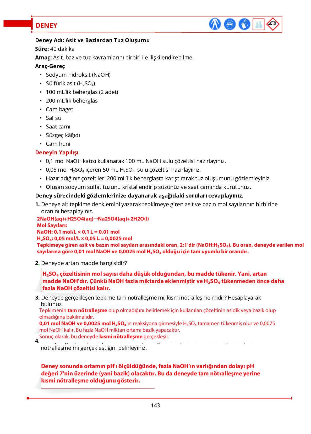 10. Sınıf Meb Yayınları Fen Lisesi Kimya Ders Kitabı Sayfa 143 Cevapları 10. Sınıf Meb Yayınları Fen Lisesi Kimya Ders Kitabı Sayfa 143 Cevapları