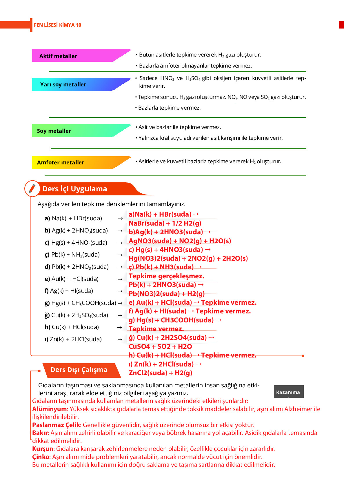 10. Sınıf Meb Yayınları Fen Lisesi Kimya Ders Kitabı Sayfa 146 Cevapları 10. Sınıf Meb Yayınları Fen Lisesi Kimya Ders Kitabı Sayfa 146 Cevapları